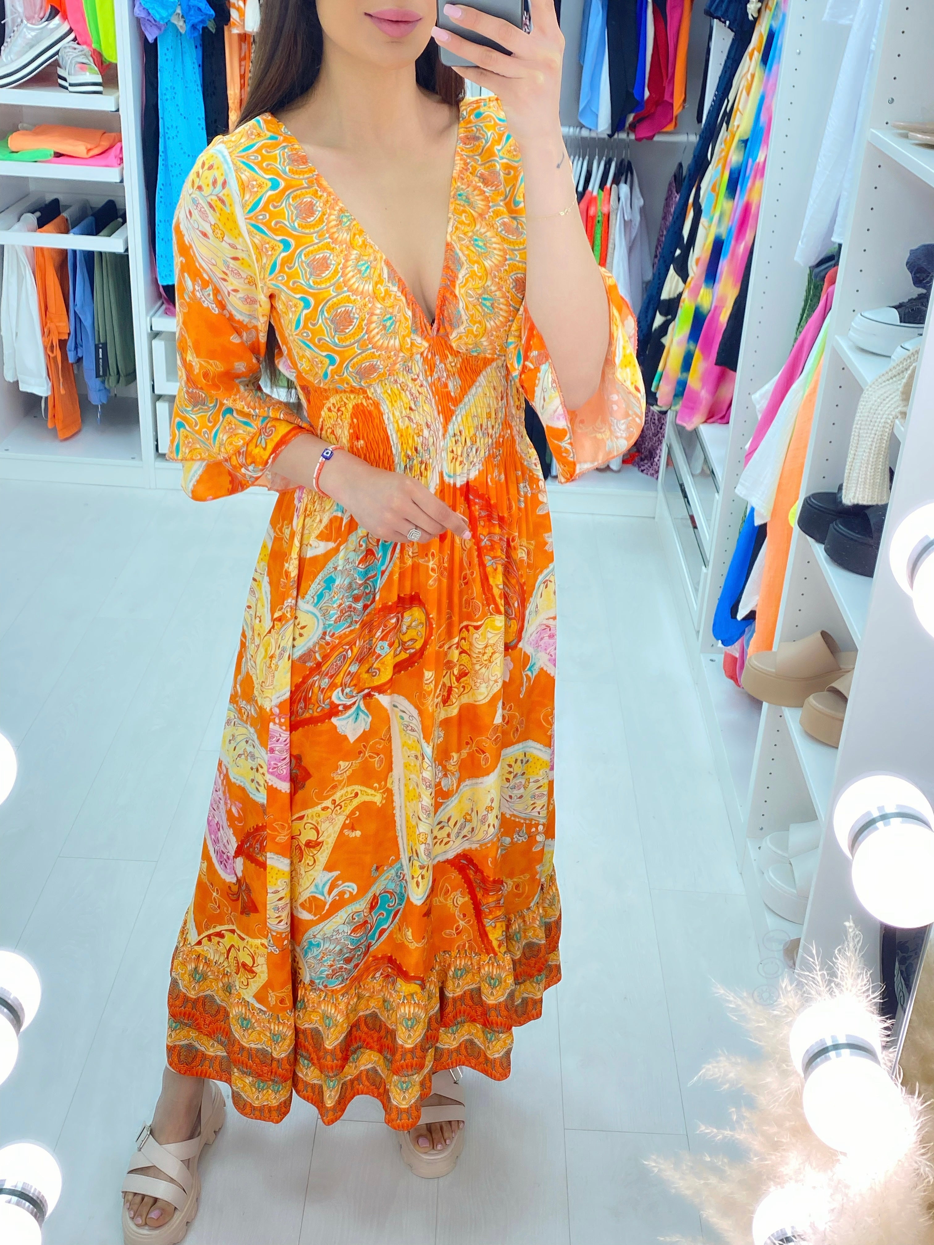 Selin Abstract Print Ruffle Hem Dress