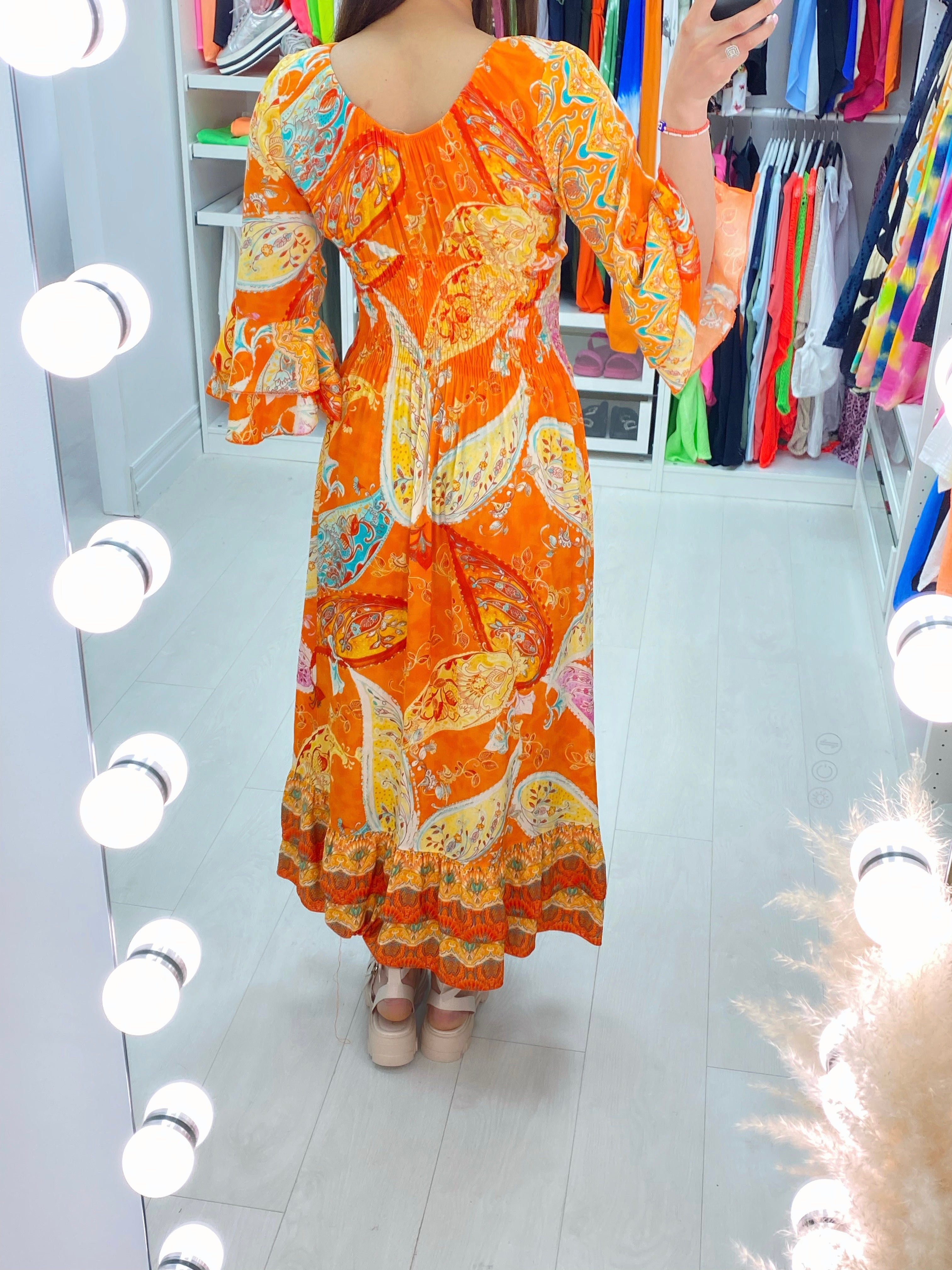 Selin Abstract Print Ruffle Hem Dress