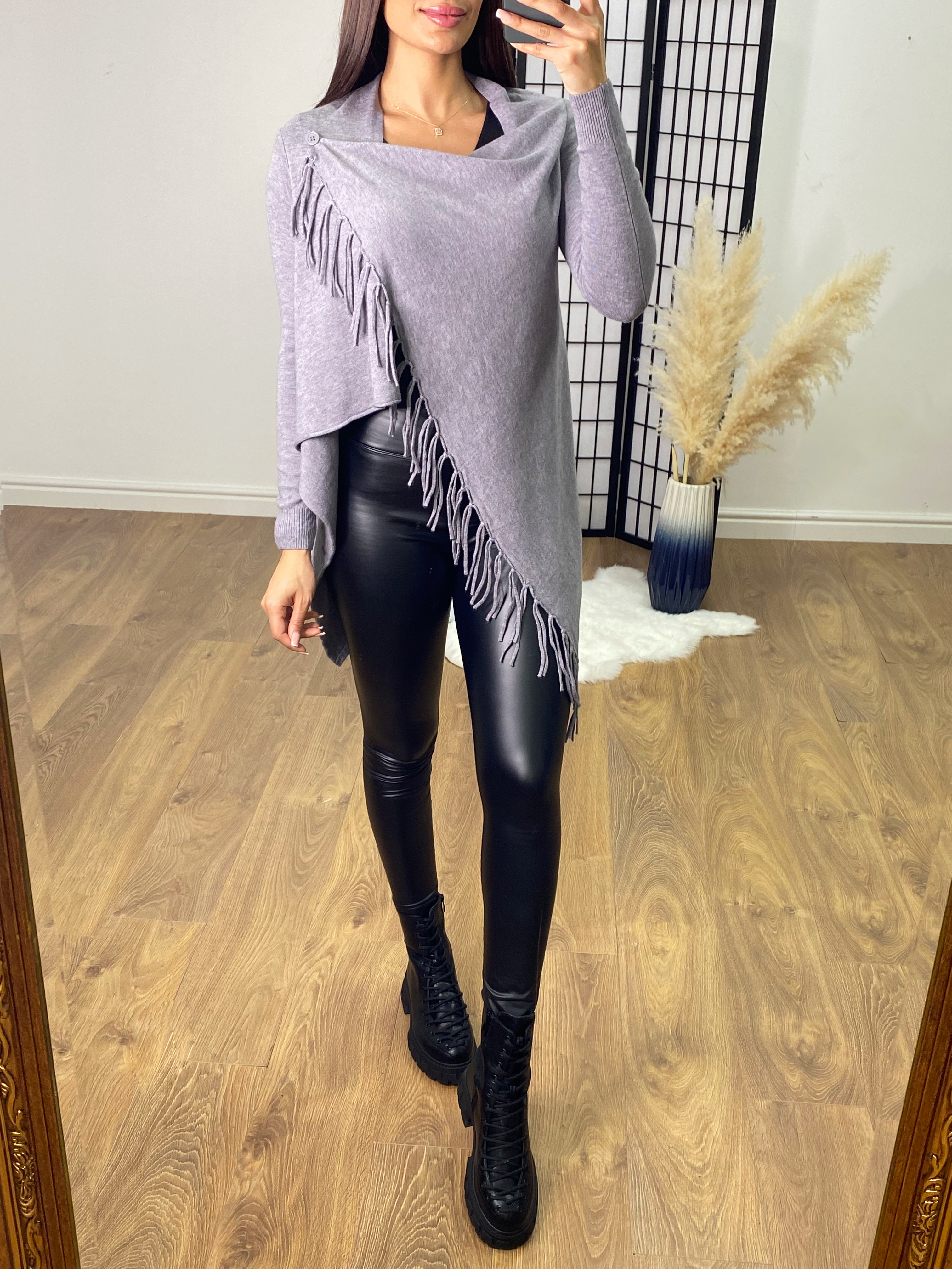 Weslyn Crossover Fringe Detail Knit