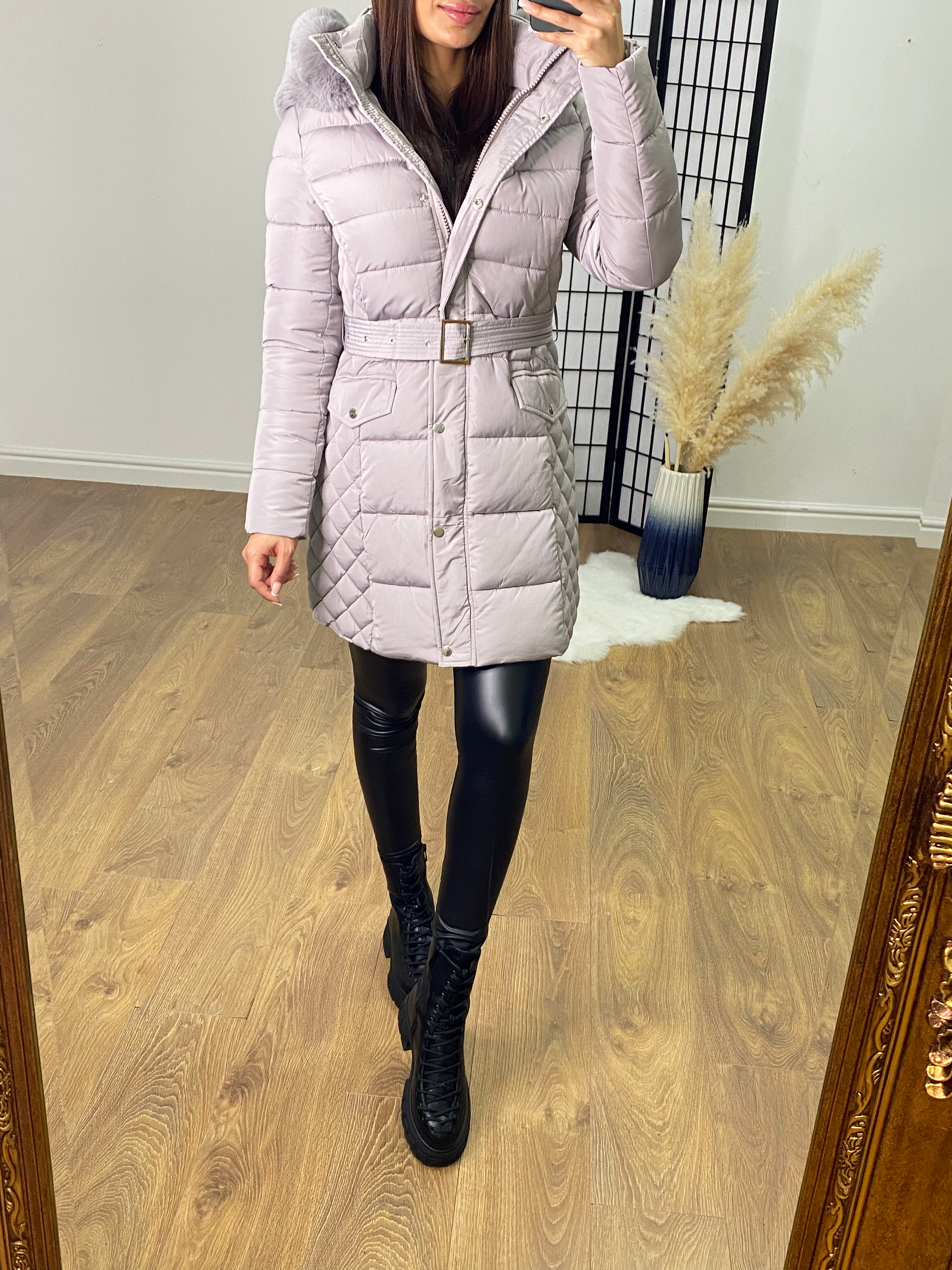 Larsa Grey Faux Fur Hooded Coat