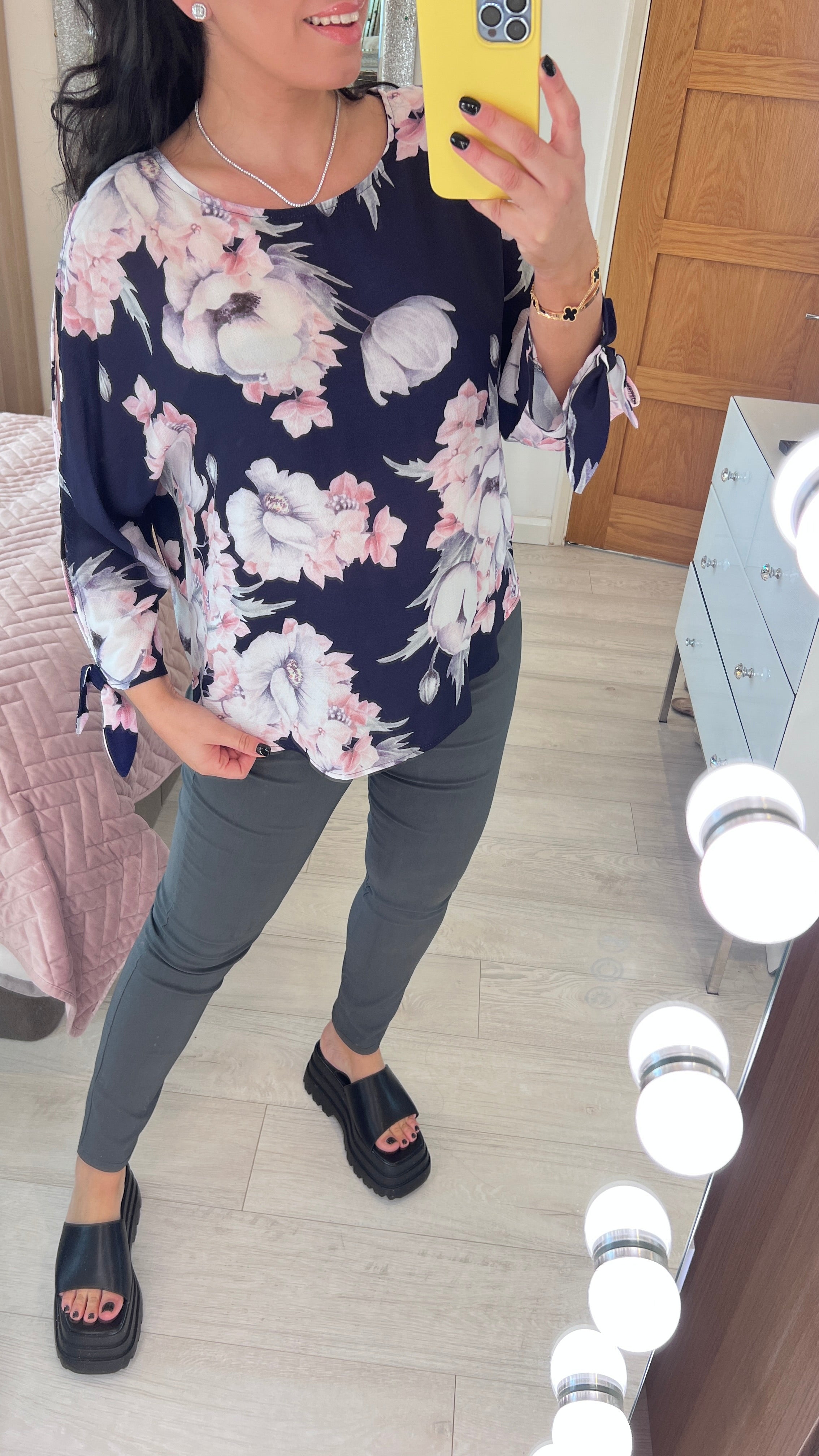 Corsica Bold Floral Print Cold Shoulder Top