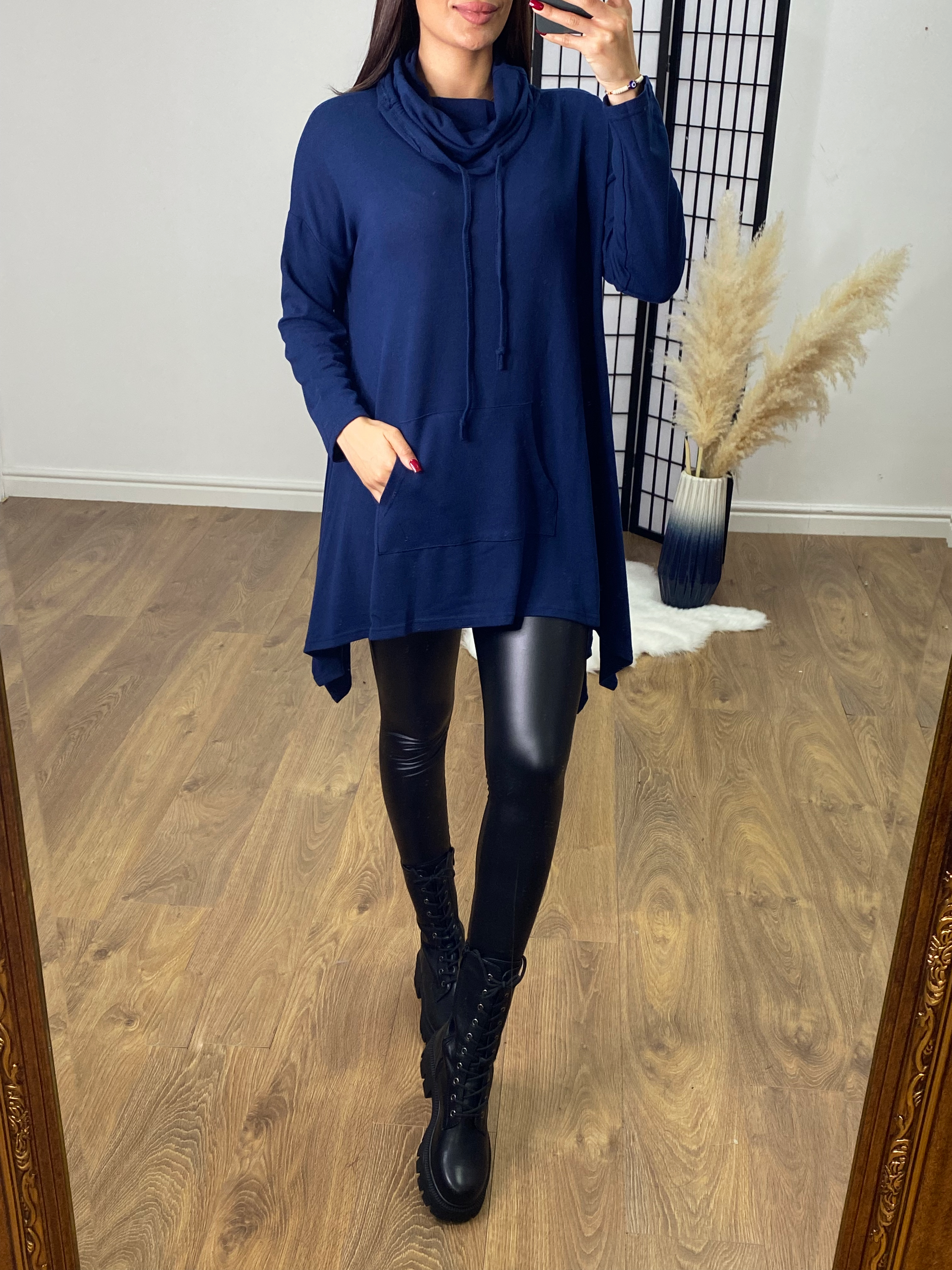 Embri Cowl Neck Dip Hem Knitted Tunic