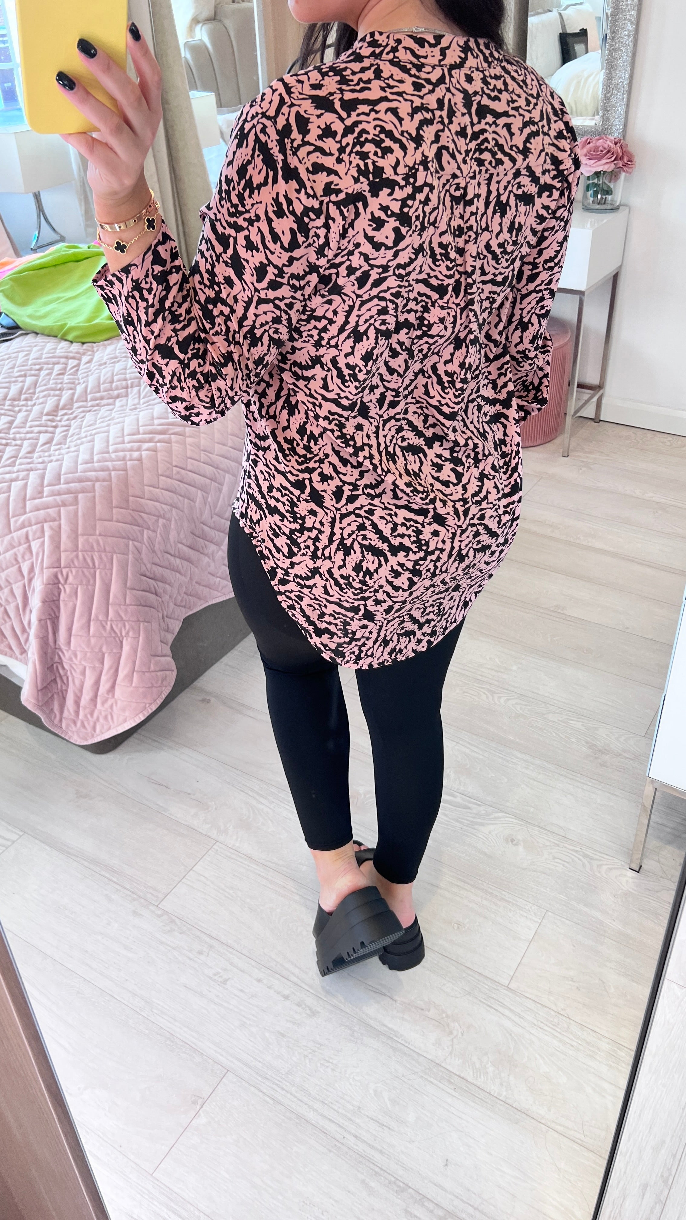 Devon Salmon Abstract Print Top