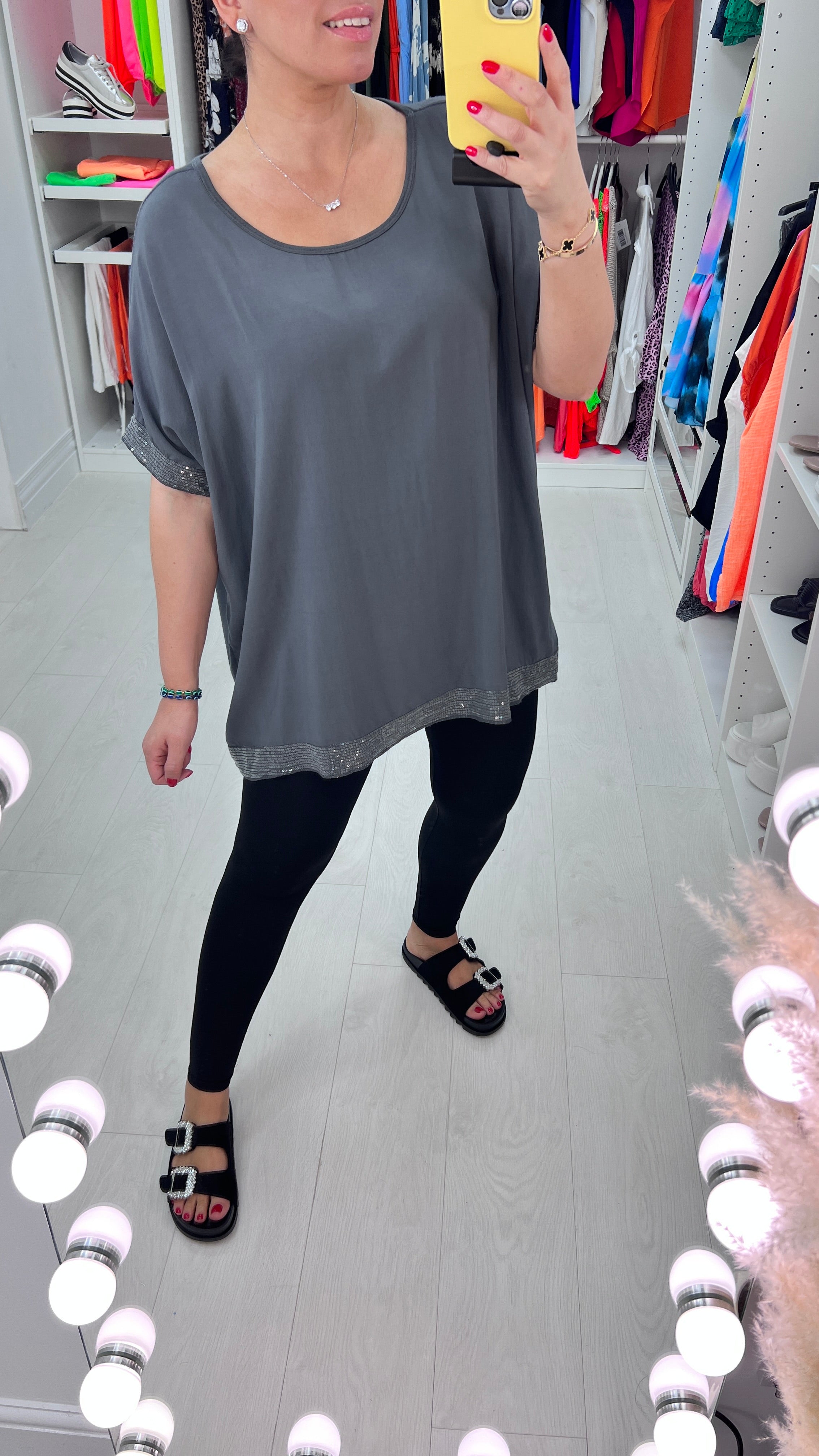 Nadina Oversized Sequin Hem Top