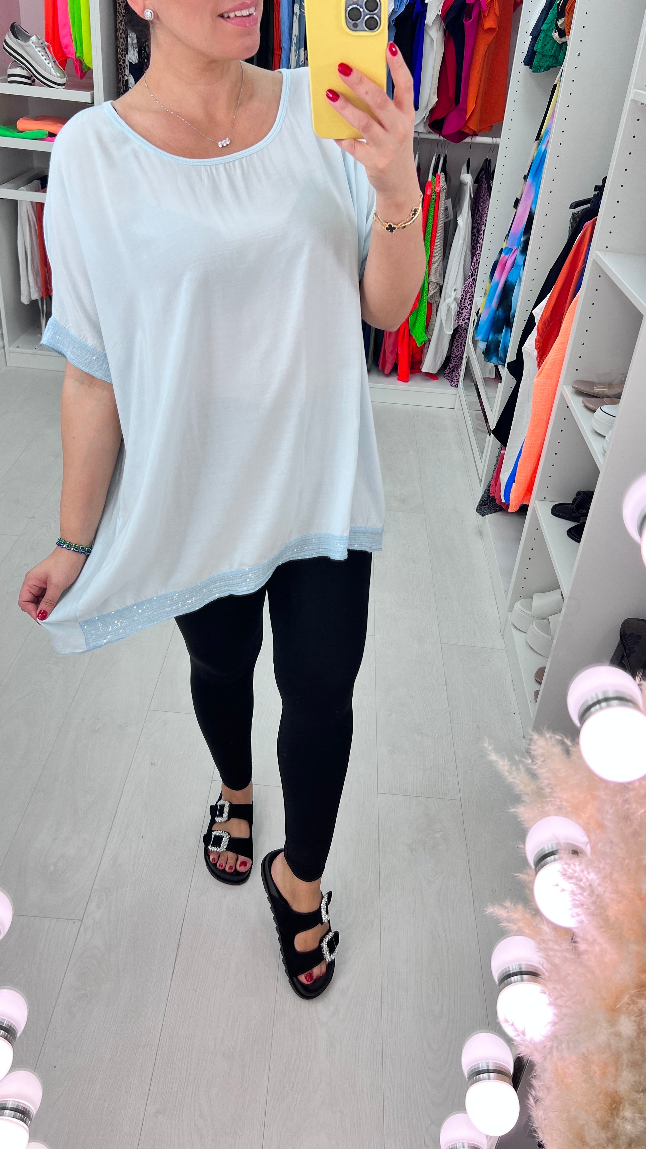 Nadina Oversized Sequin Hem Top