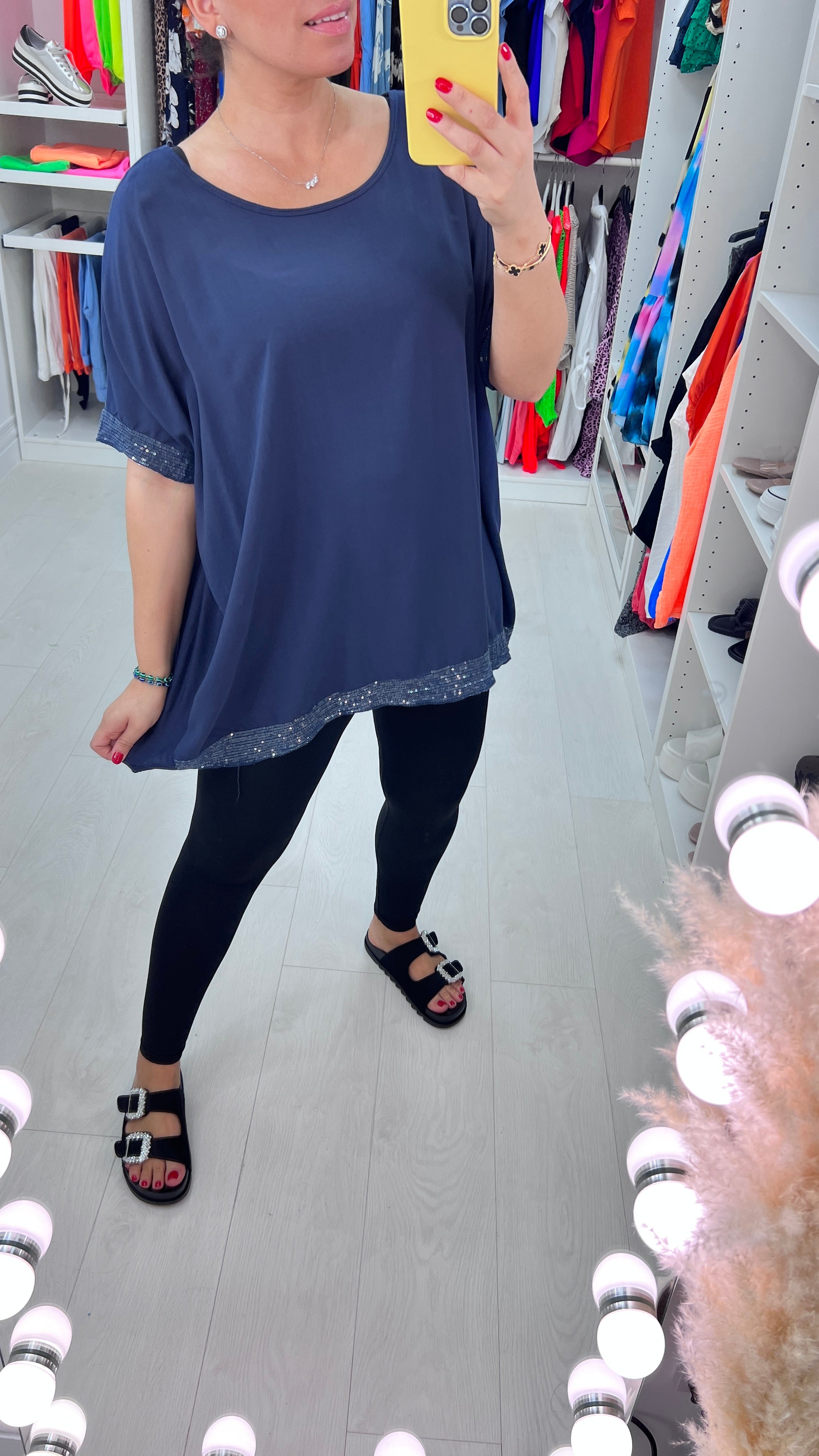 Nadina Oversized Sequin Hem Top