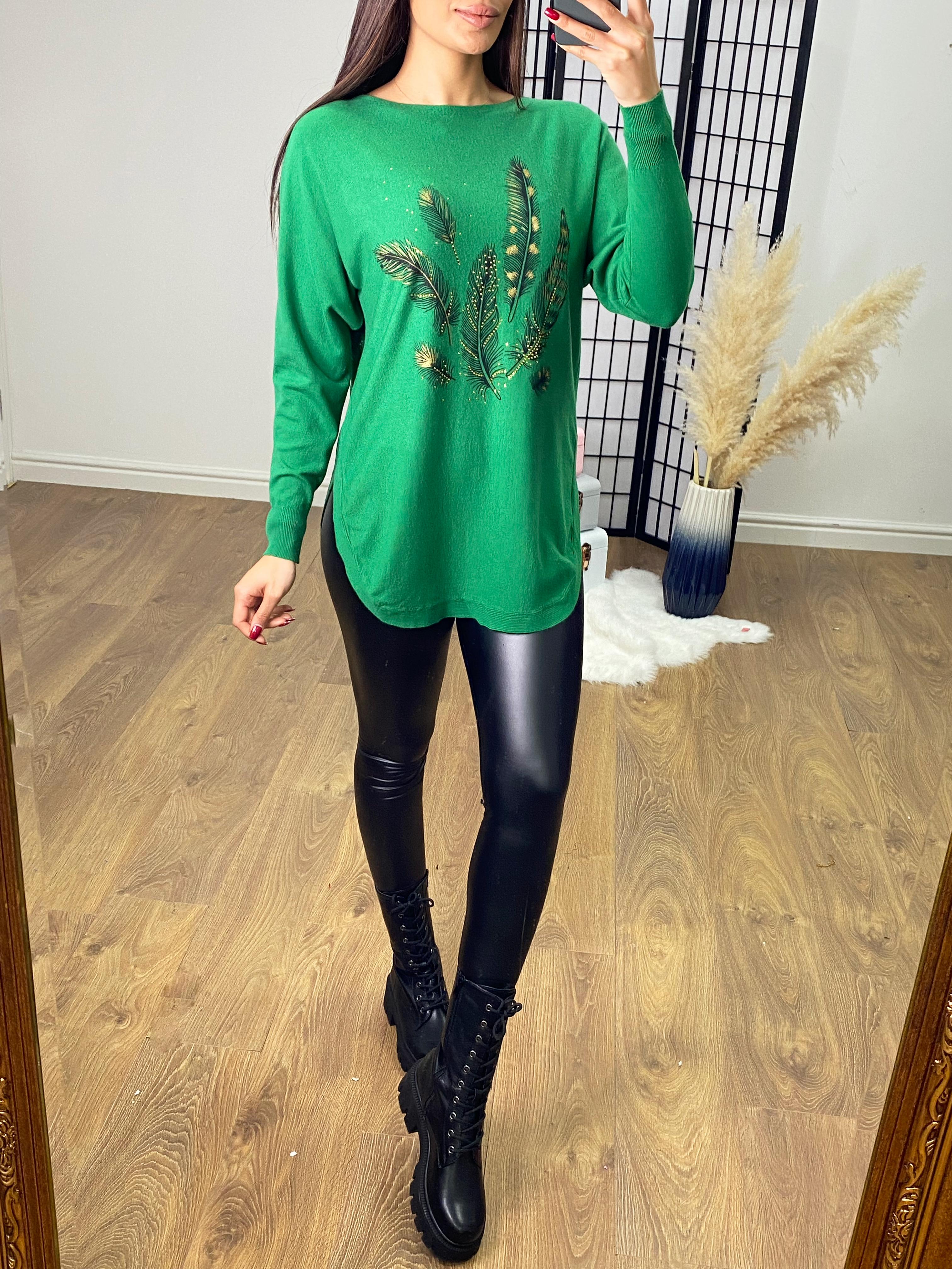 Fazed Gold Diamante Feather Jumper