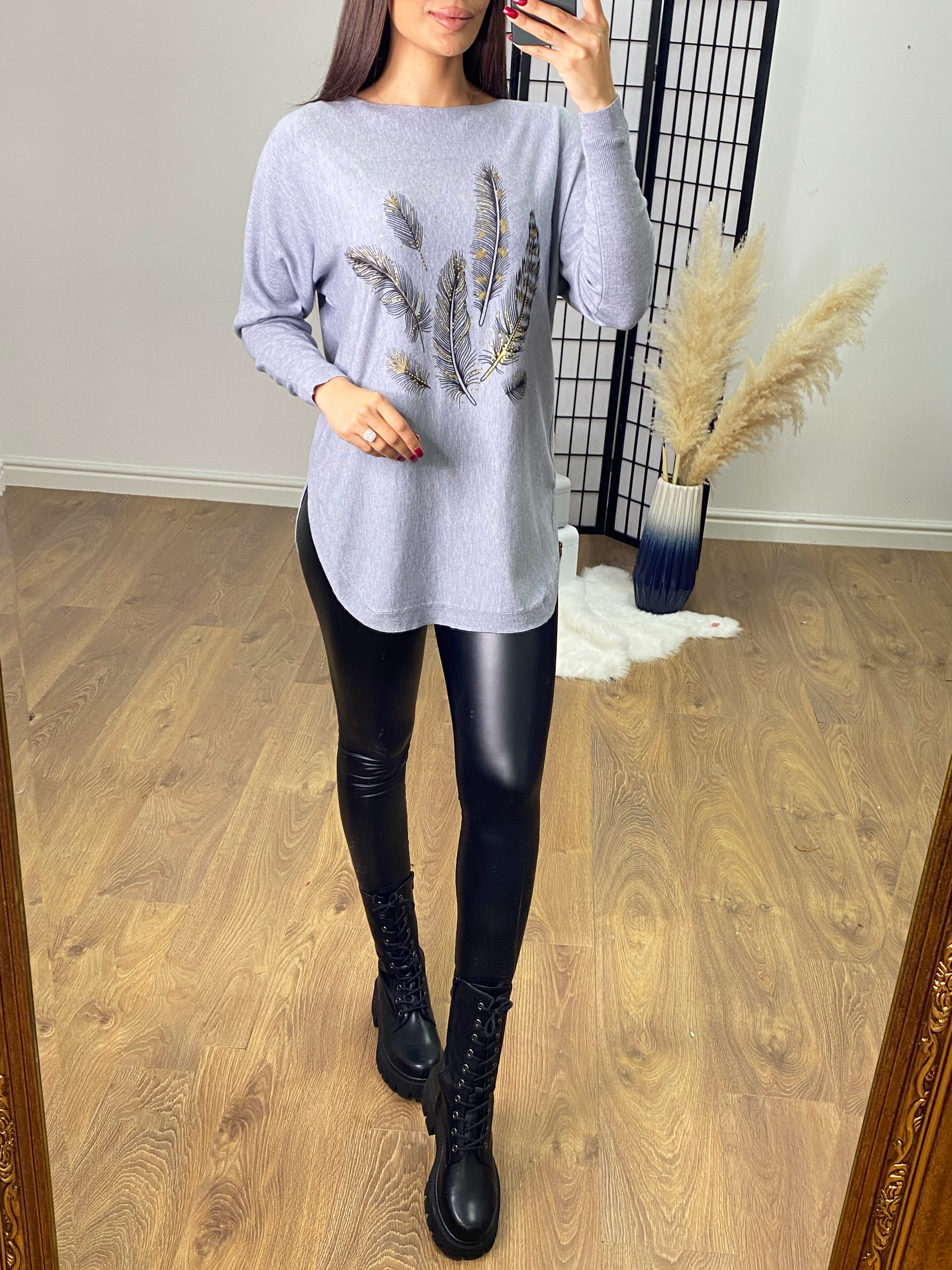 Fazed Gold Diamante Feather Jumper