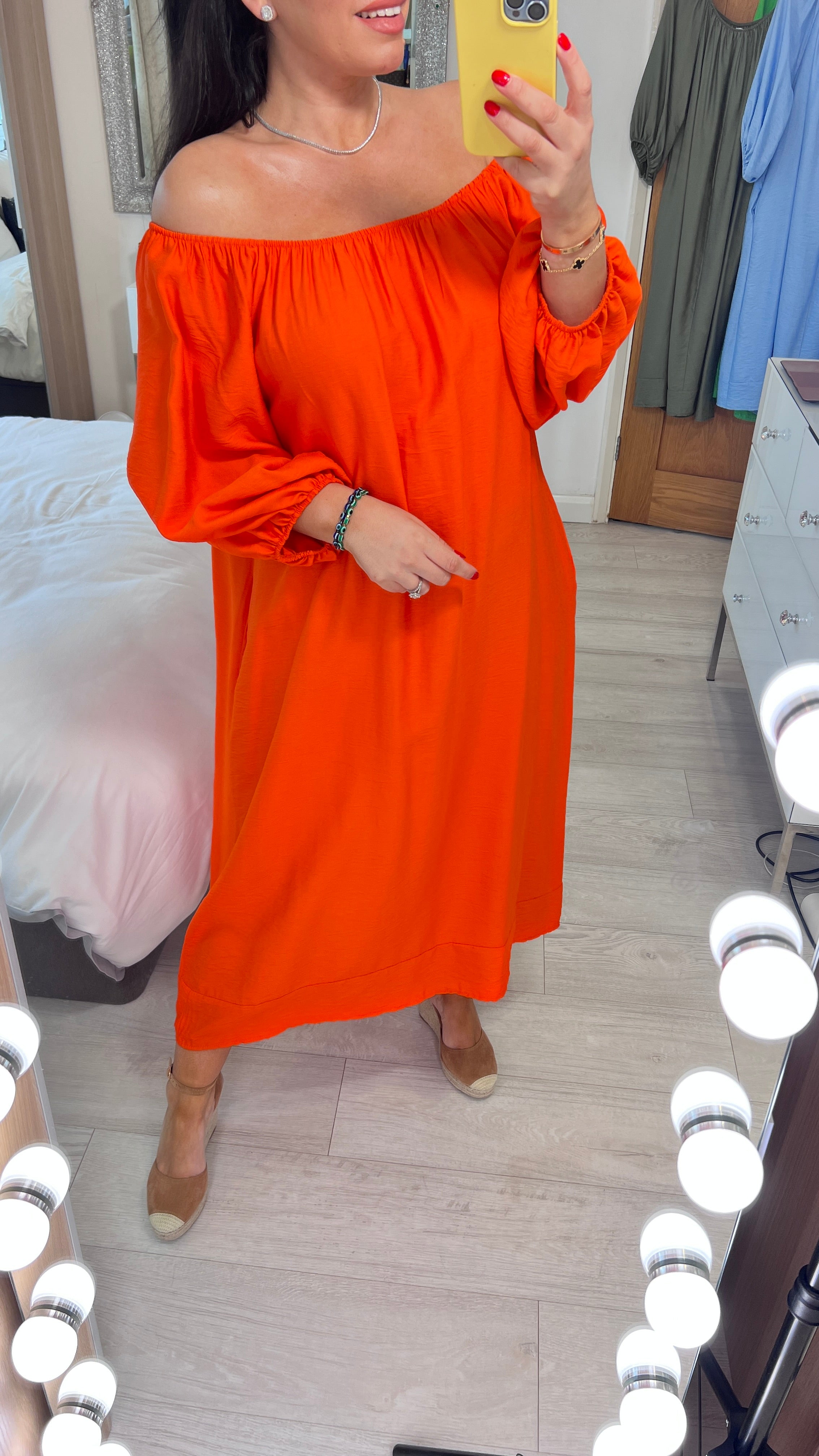 Kleo Plain Elasticated Bardot Smock Dress