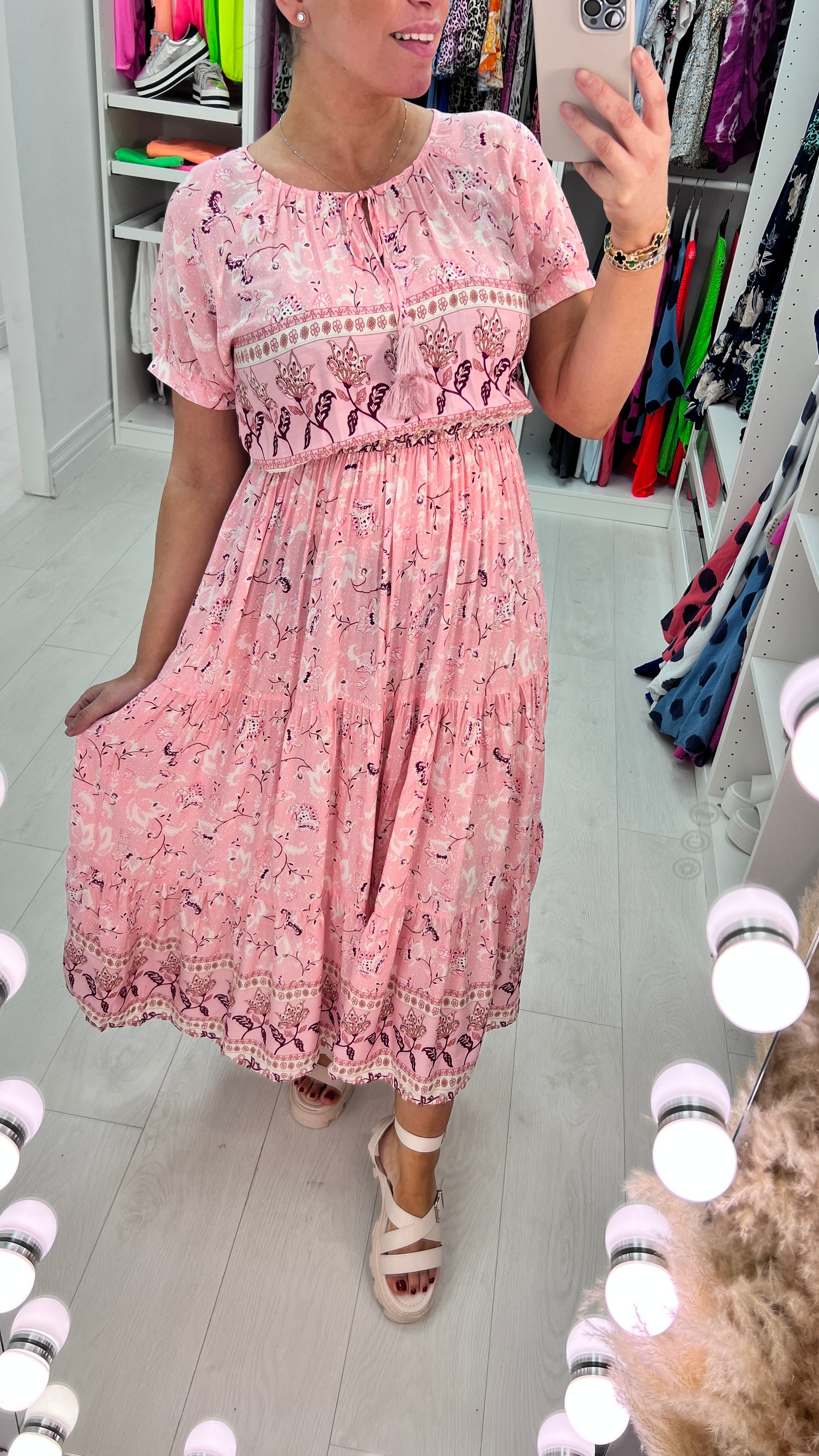 Garner Baby Pink Paisley Maxi Dress