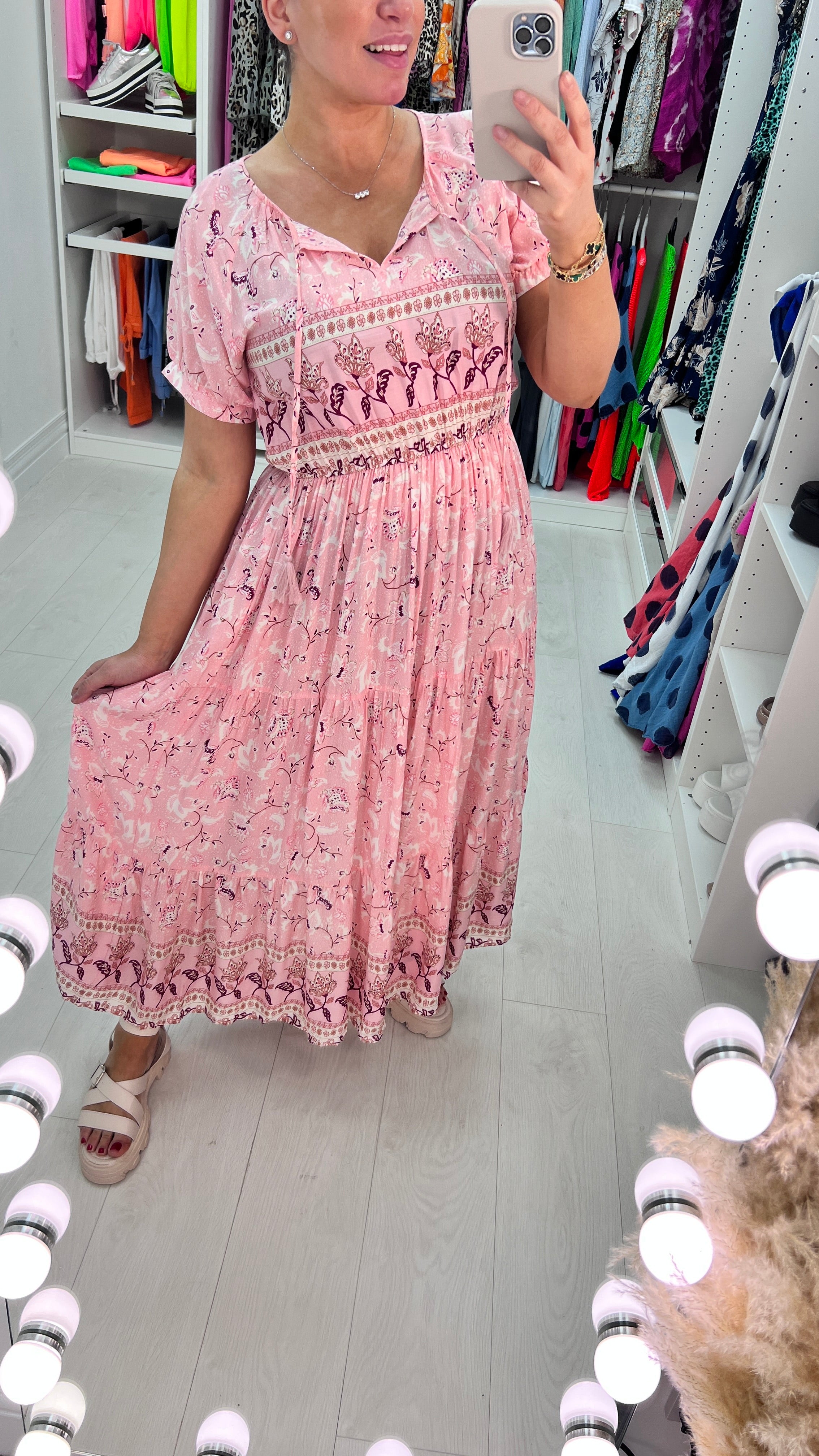 Garner Baby Pink Paisley Maxi Dress