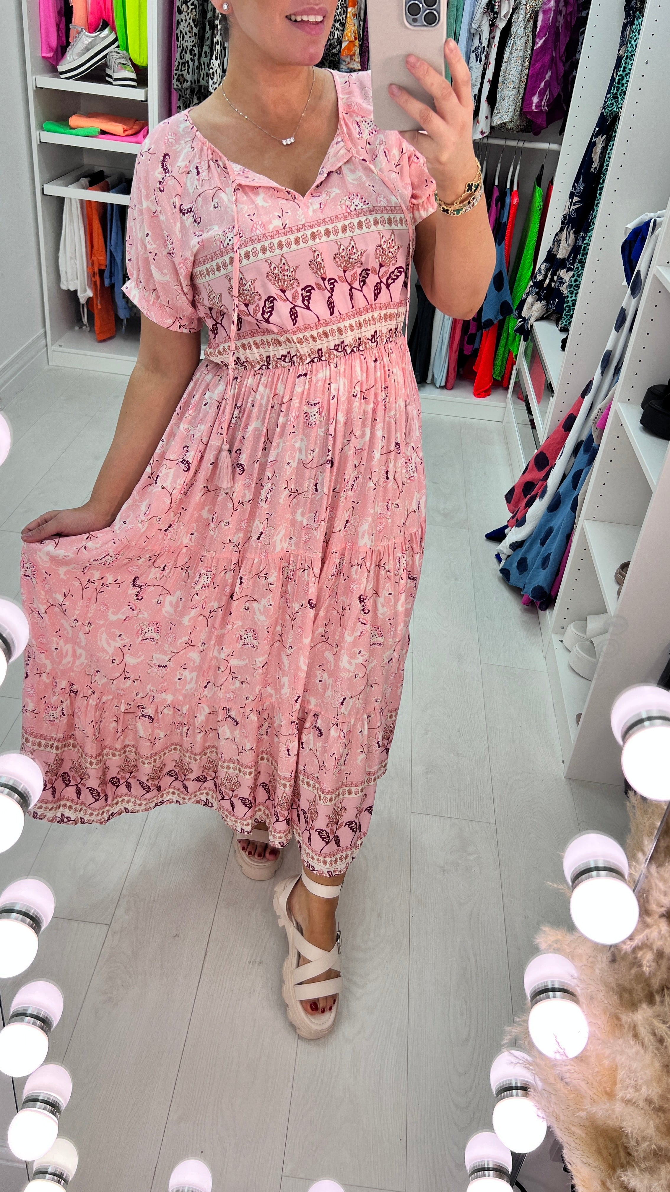Garner Baby Pink Paisley Maxi Dress