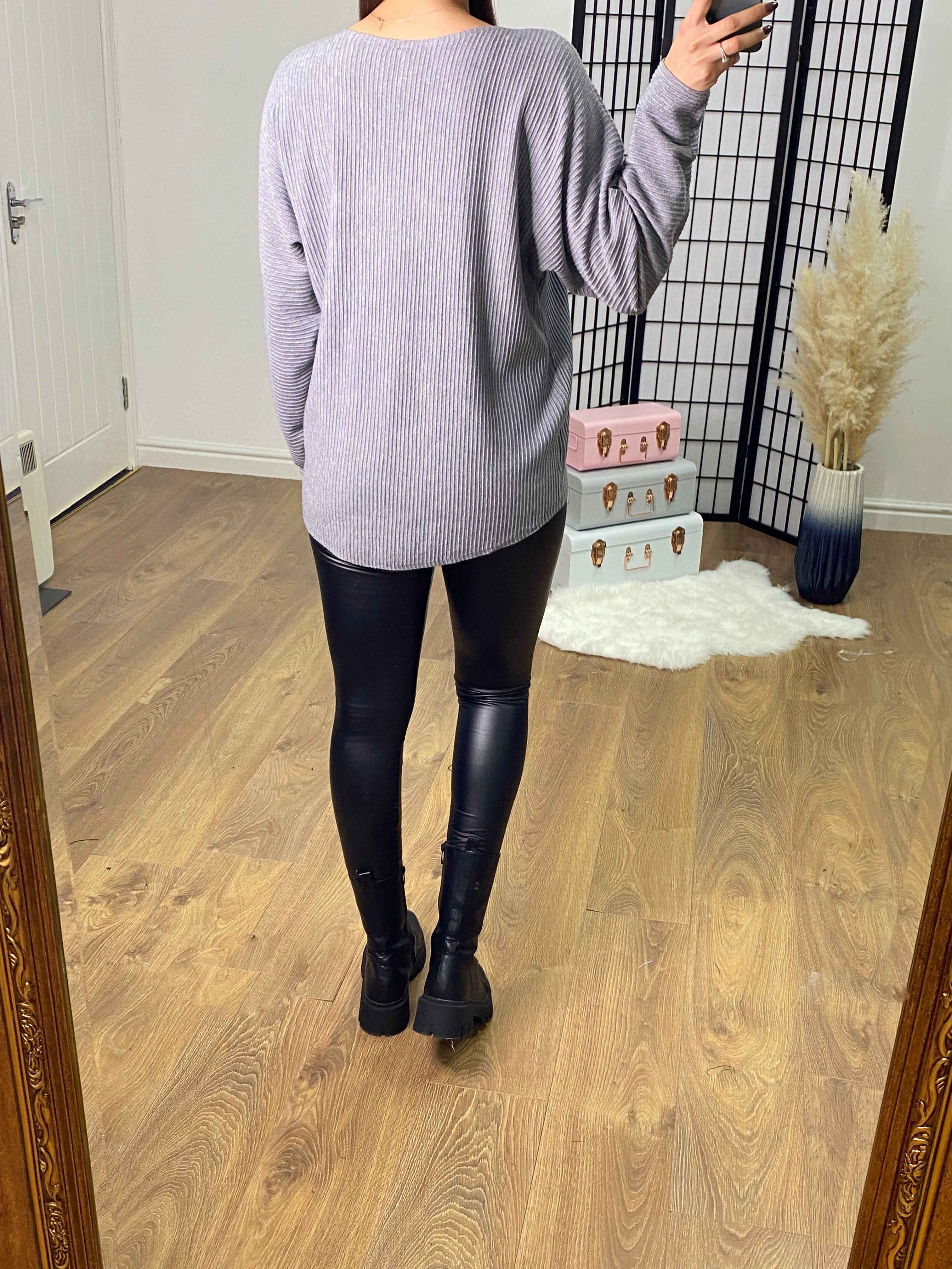 Hamley Diamante Scoop Neck Ribbed Batwing Knit Jumper