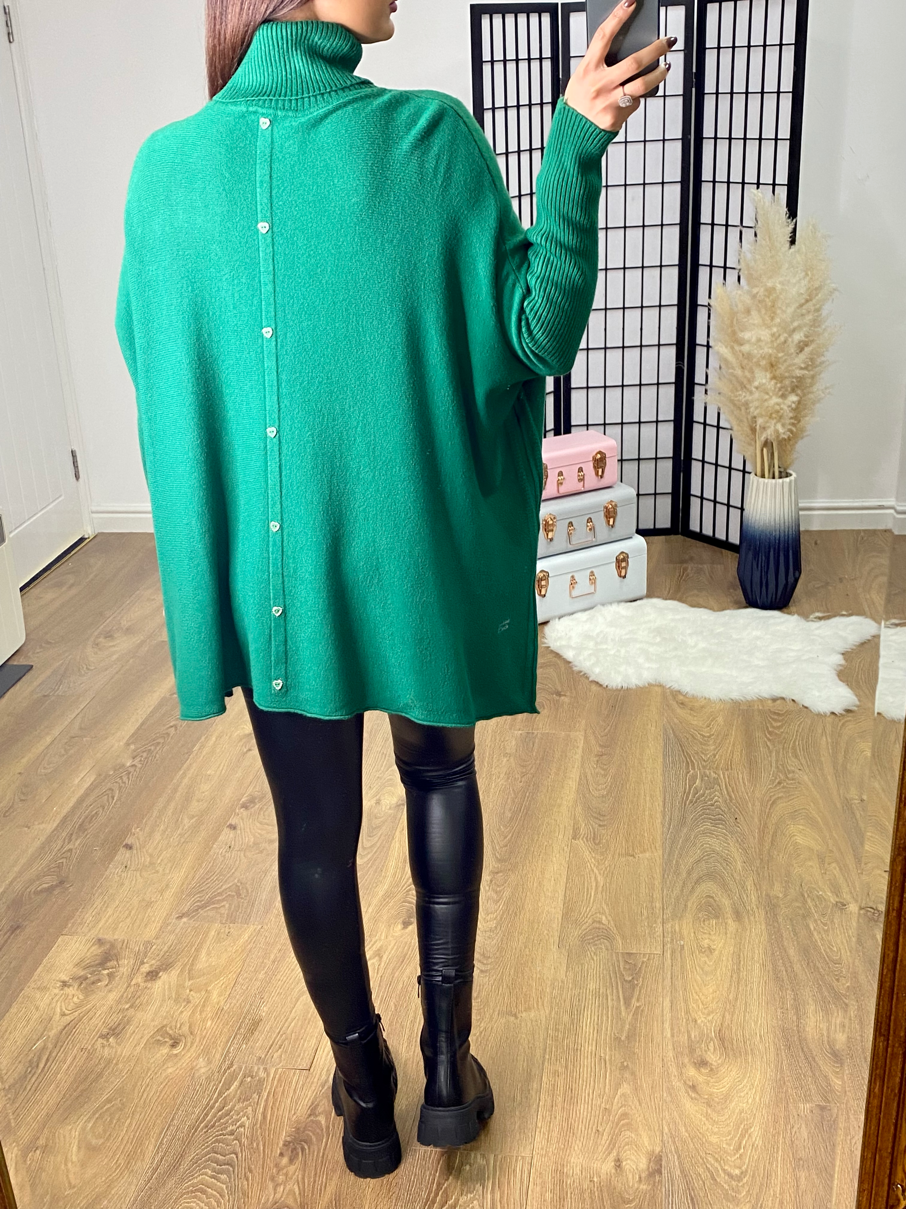 Zachary Roll Neck Oversized Button Back Jumper