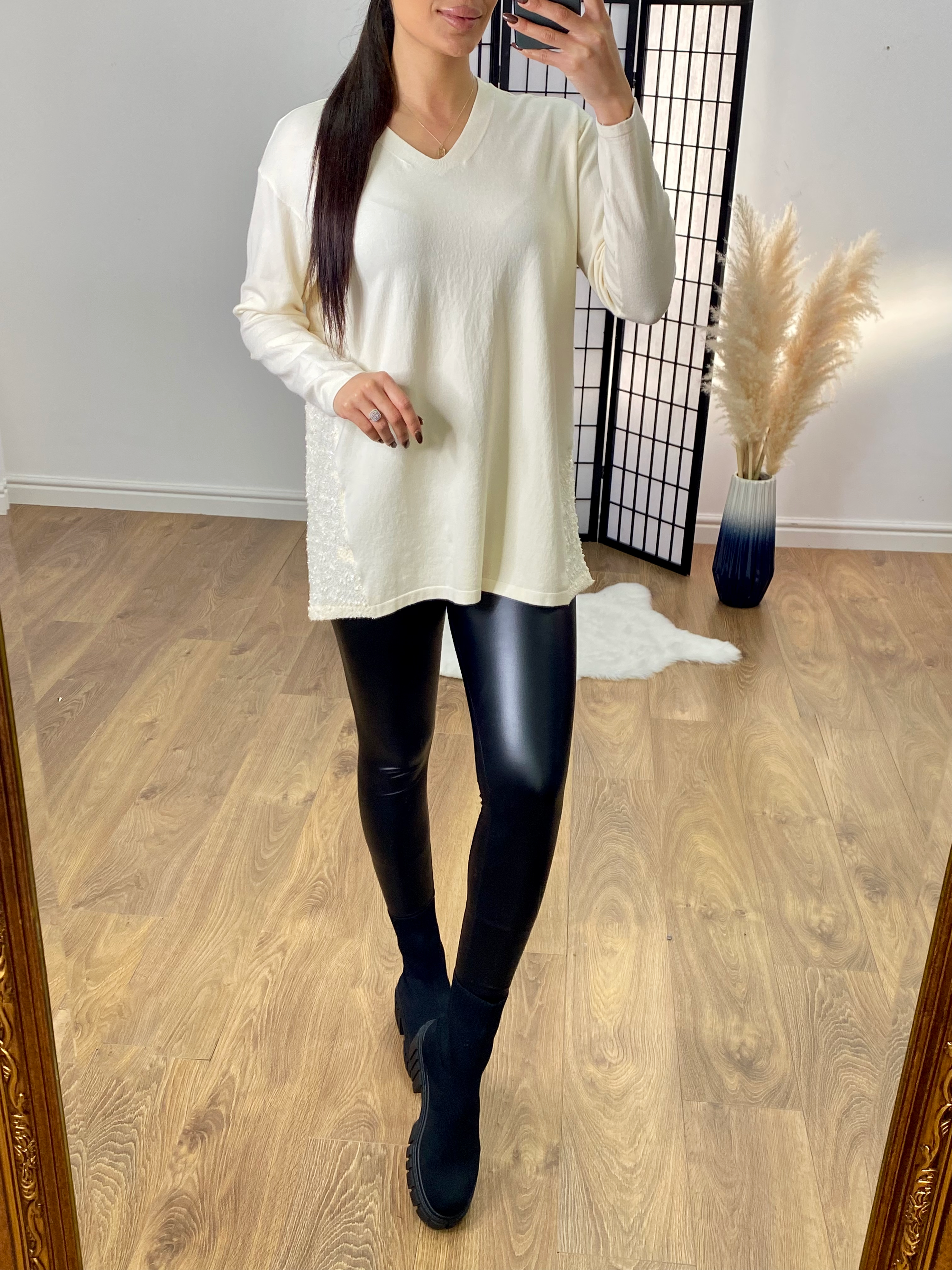 Elena Sequin Back Hem Knitted Jumper
