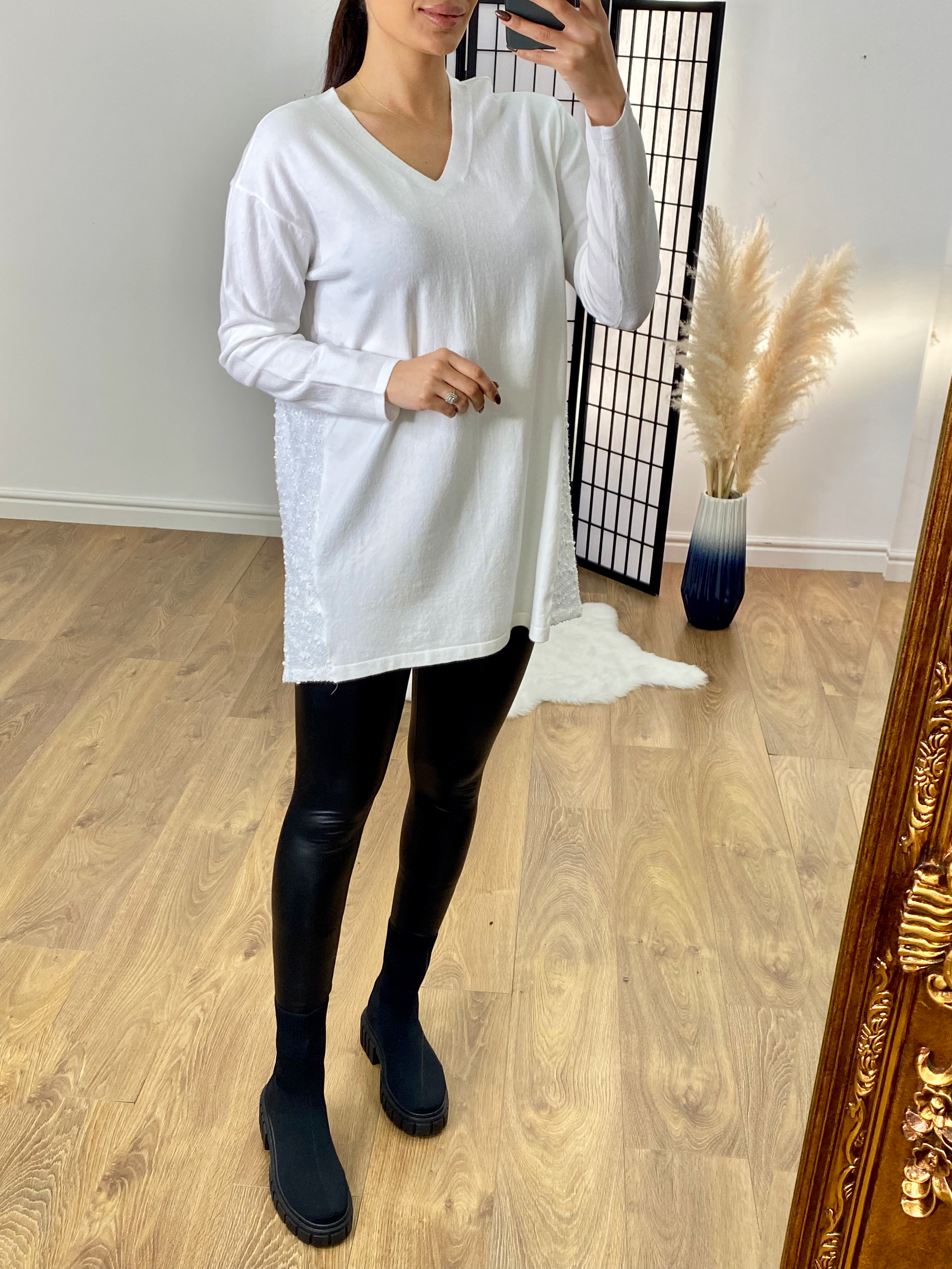 Elena Sequin Back Hem Knitted Jumper