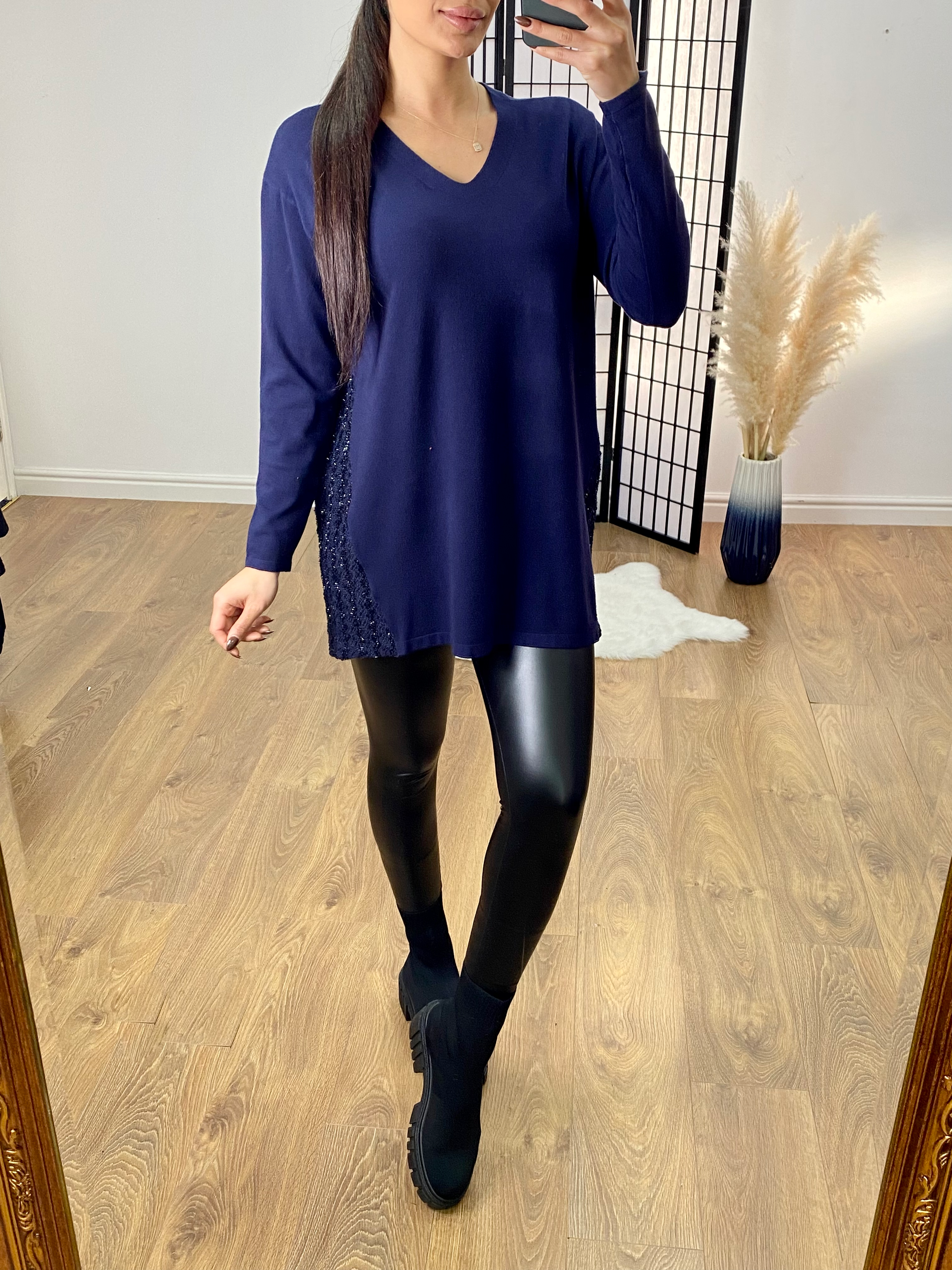 Elena Sequin Back Hem Knitted Jumper