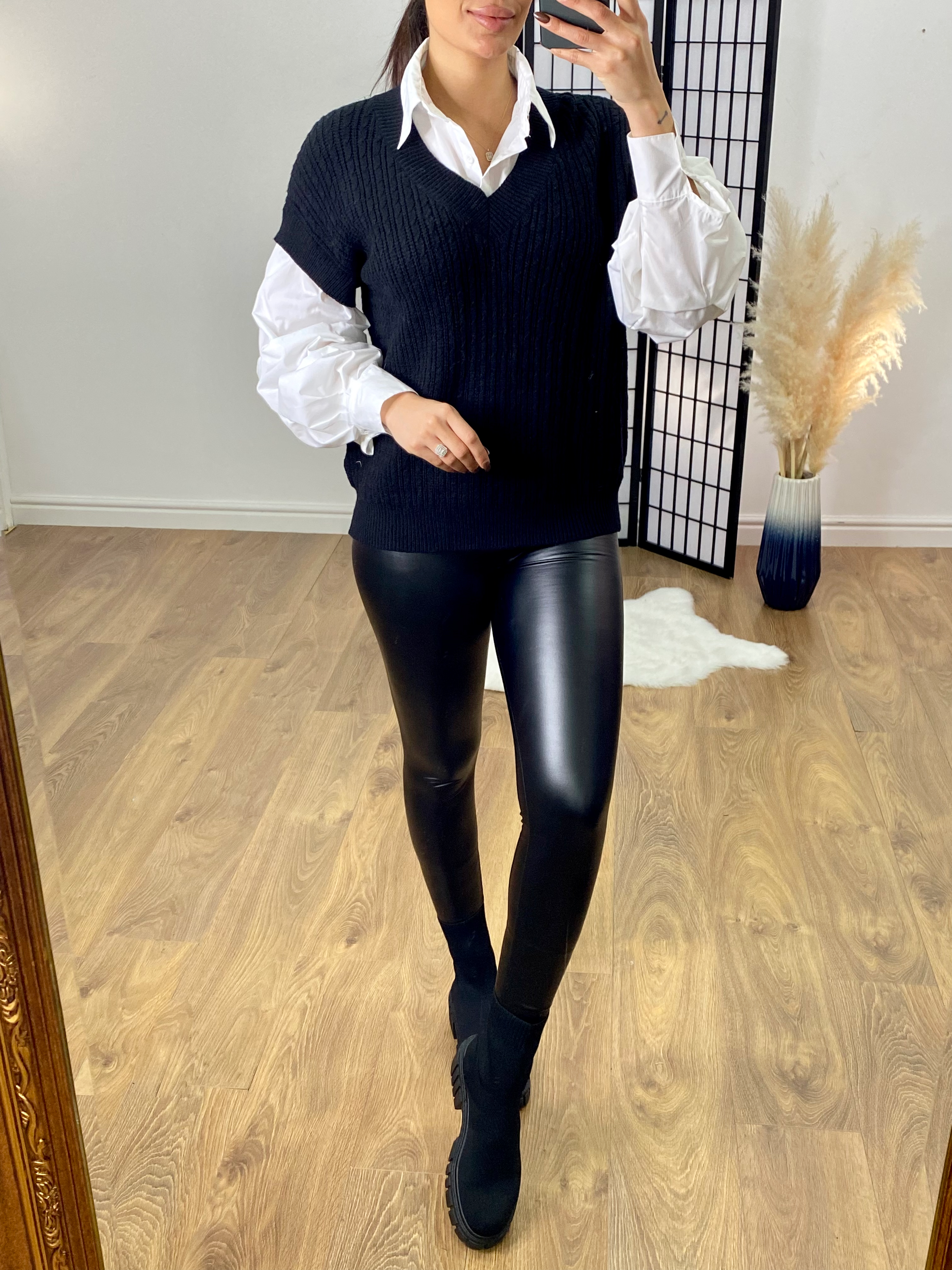 Esther 2 in 1 Knitted Ruched Sleeve Shirt Jumper