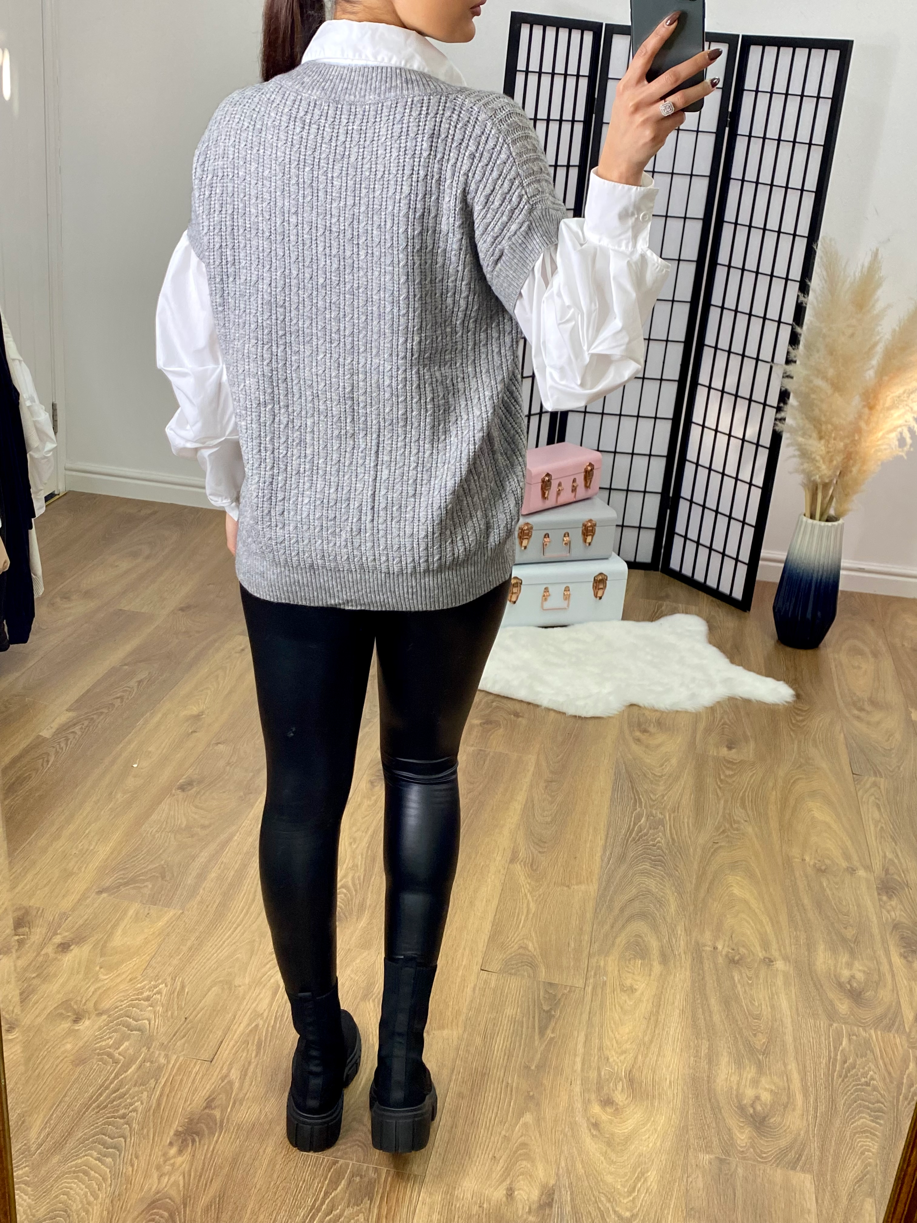 Esther 2 in 1 Knitted Ruched Sleeve Shirt Jumper