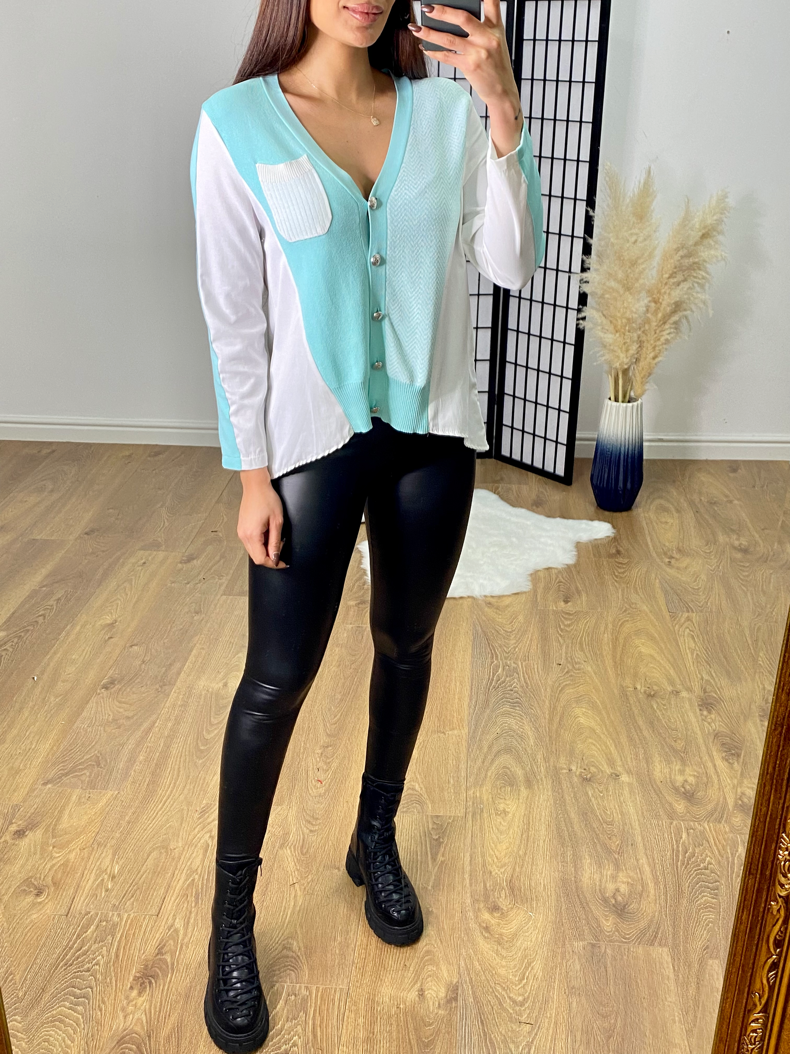 Arora Knitted Shirt Button Cardigan