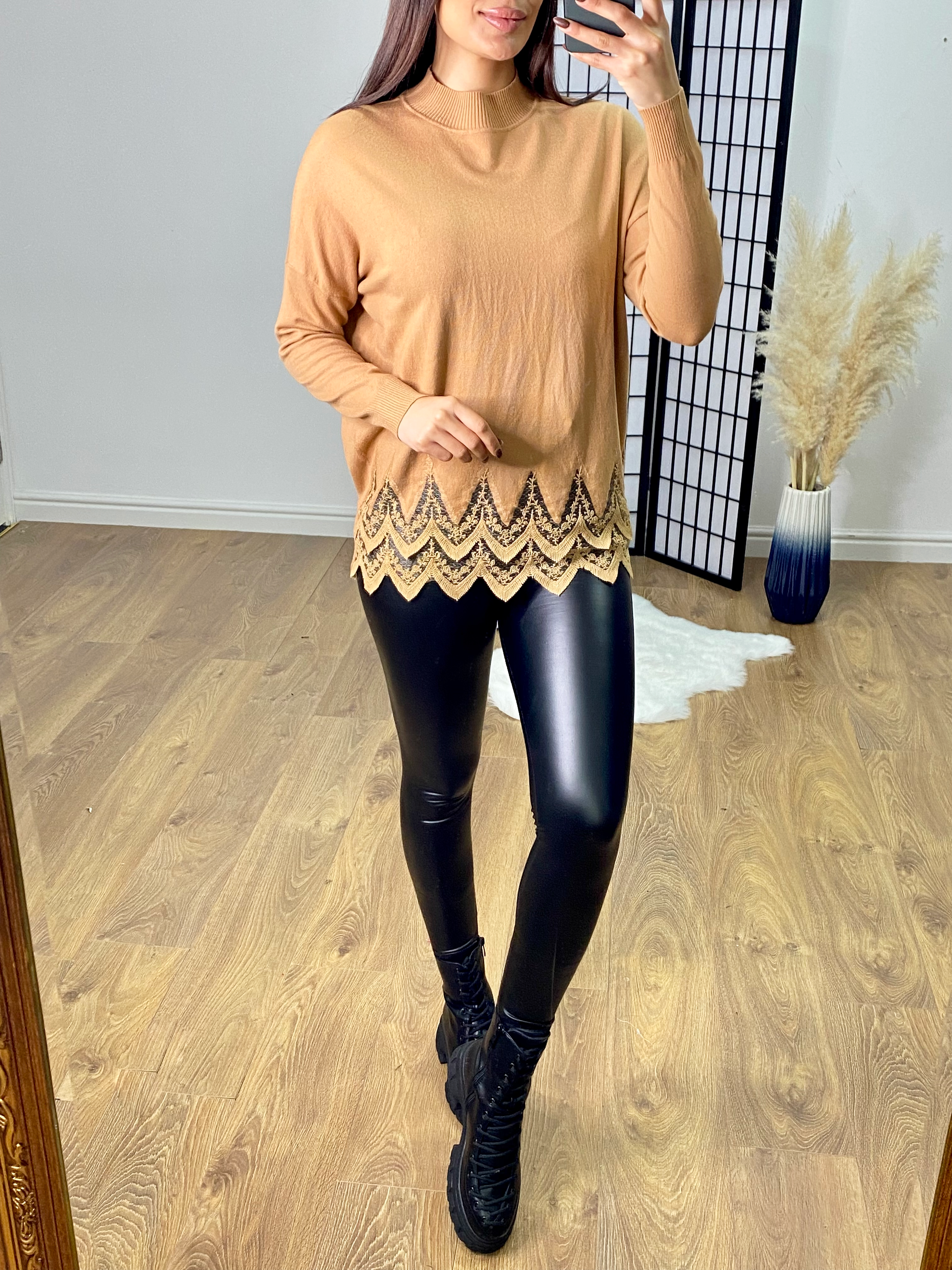 Alexis Lace Crochet Zig Zag Detailed Jumper