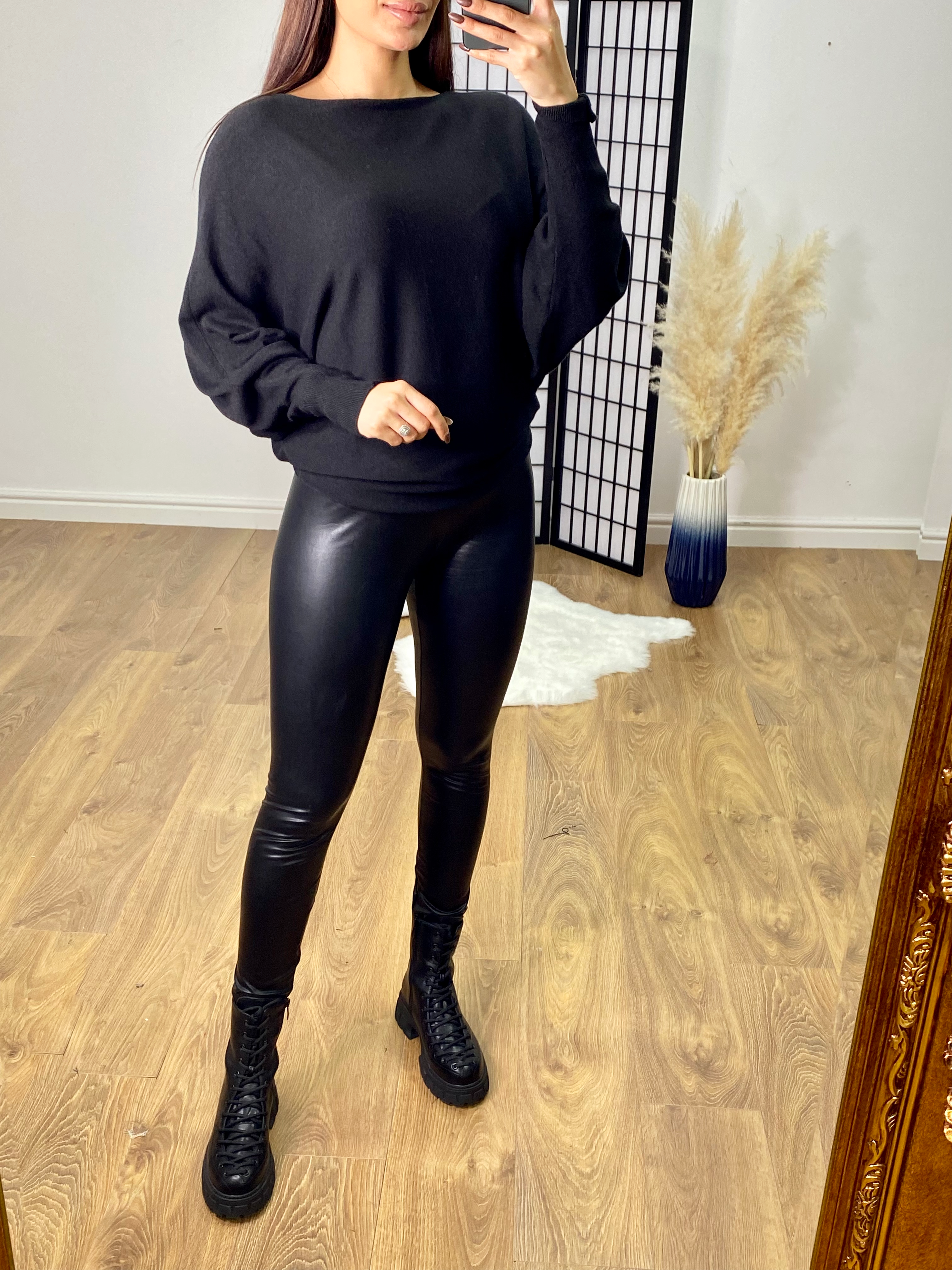 Gia Black Faux Leather Look Leggings