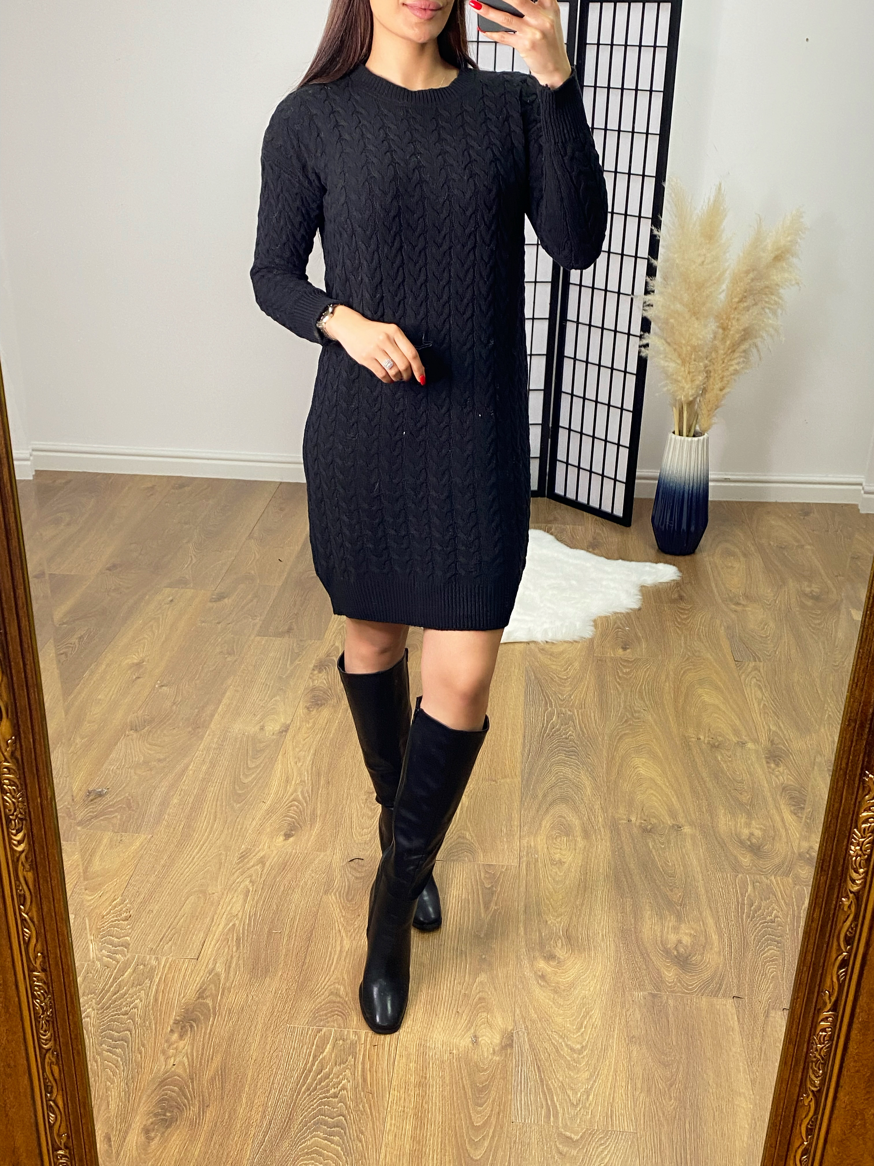 Maurelle Loose Fit Cable Knit Jumper Dress