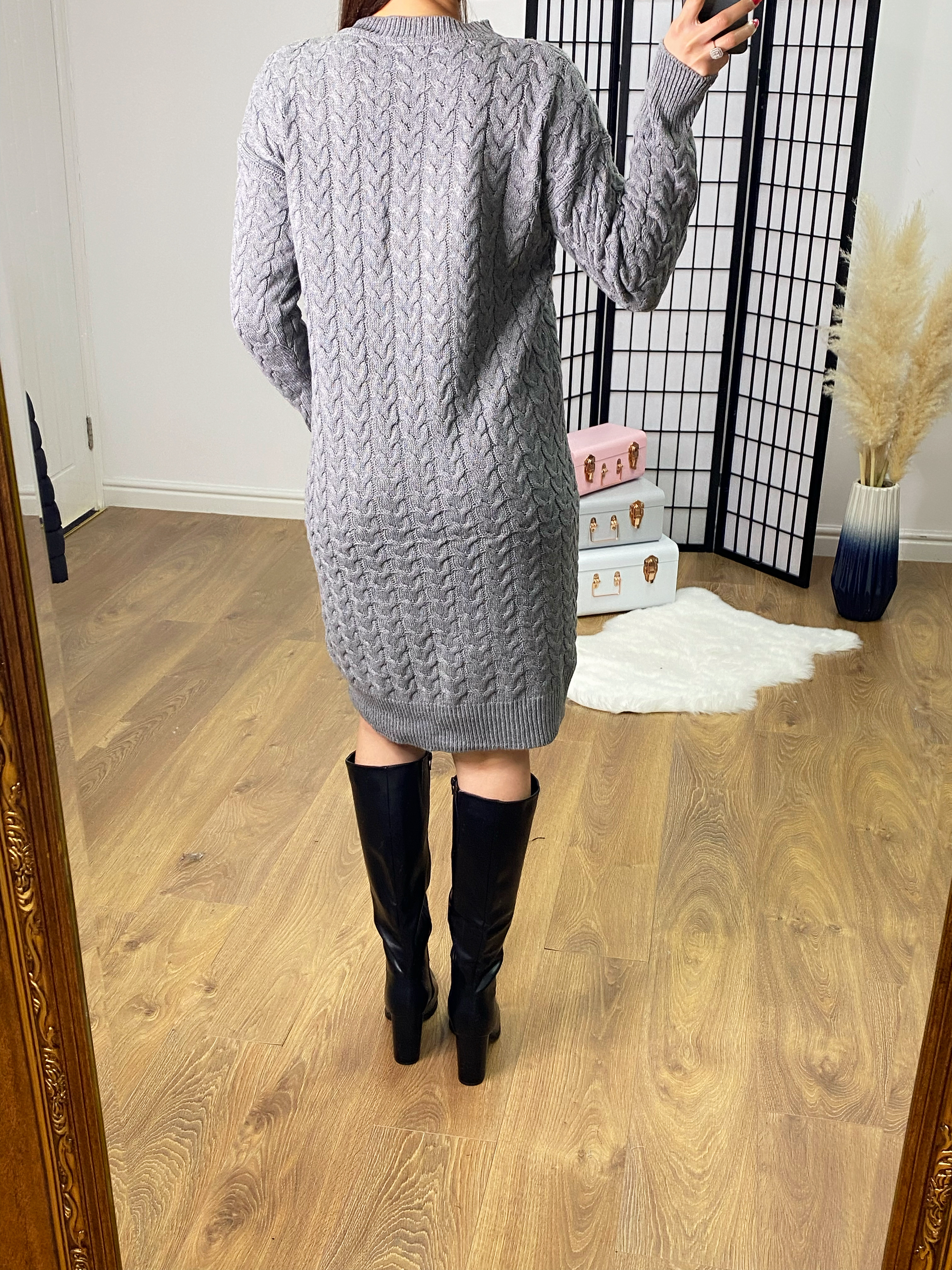 Maurelle Loose Fit Cable Knit Jumper Dress