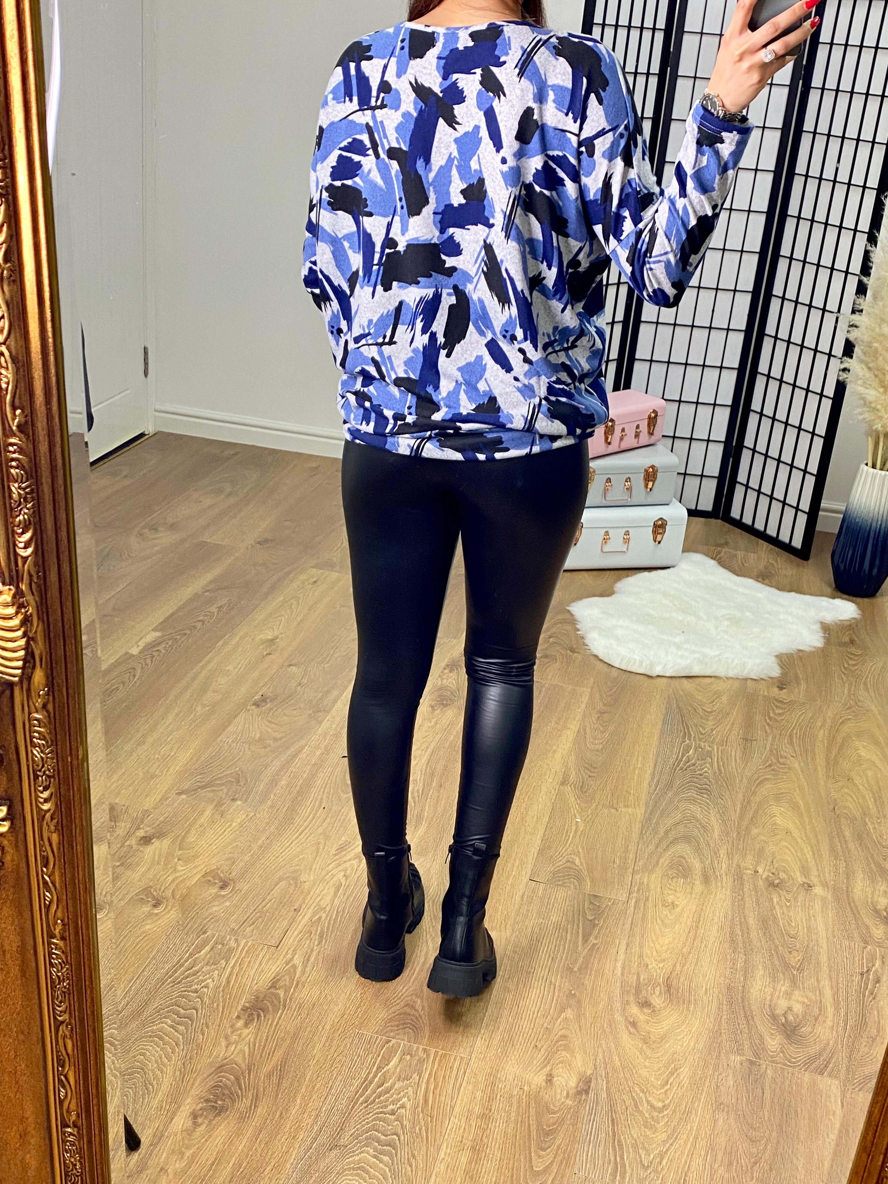 Dianna Blue Printed Super Soft Thin Knit Jumper