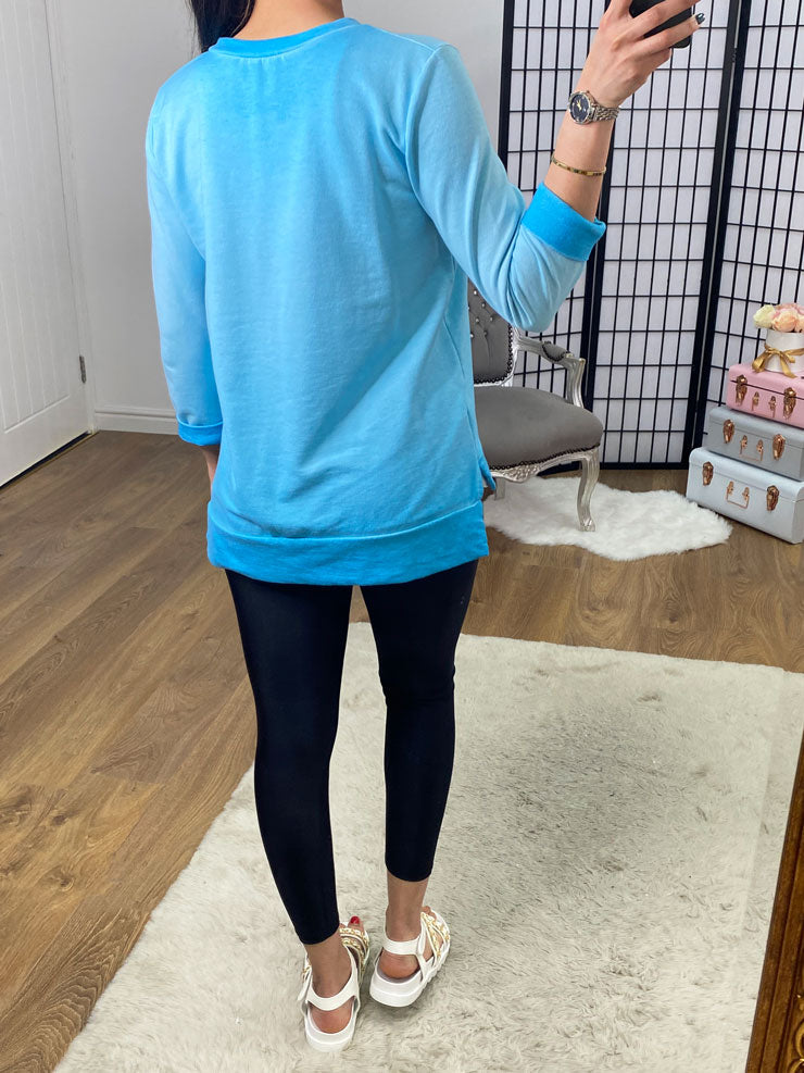 Entana Plain Double Layer V Neck Sweatshirt