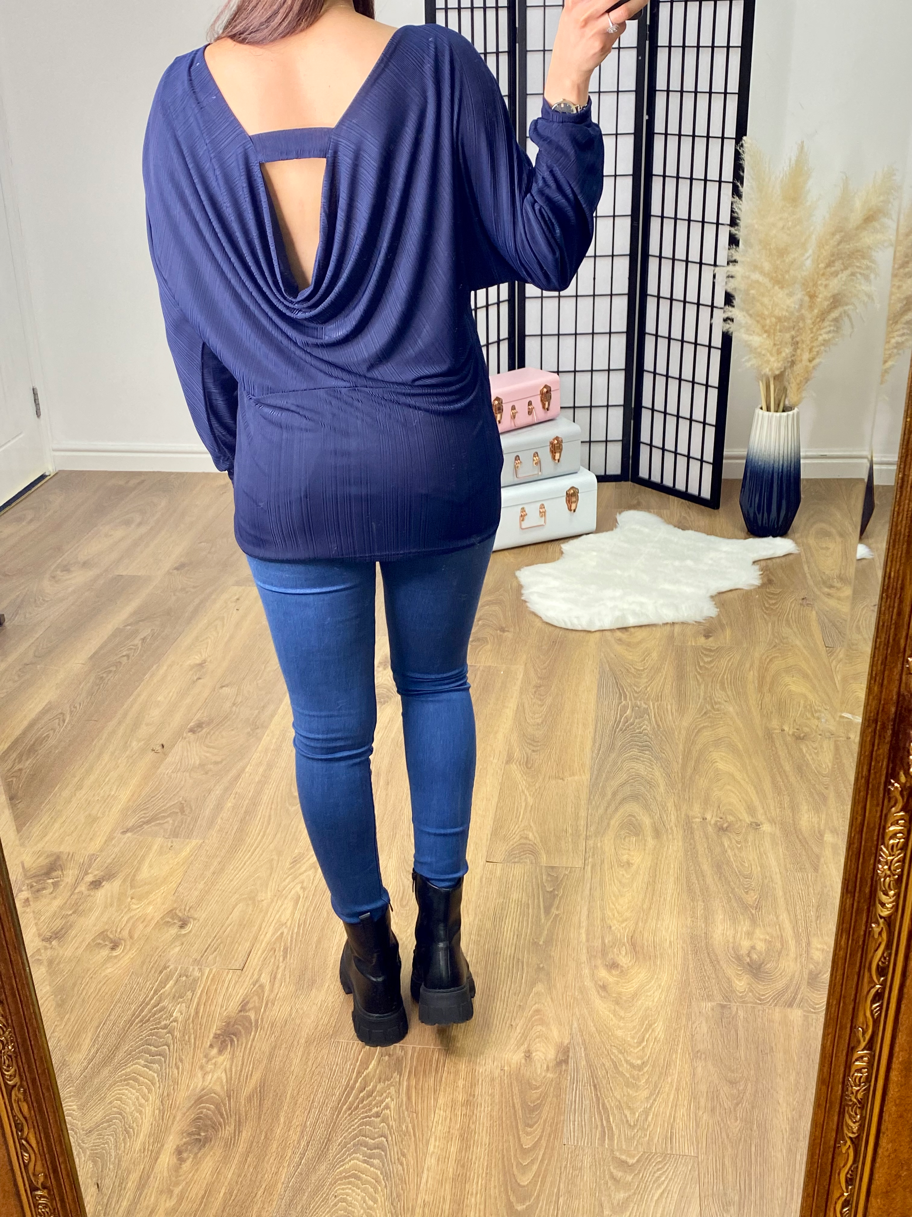 Pita Diamante Drape Back Detail Top