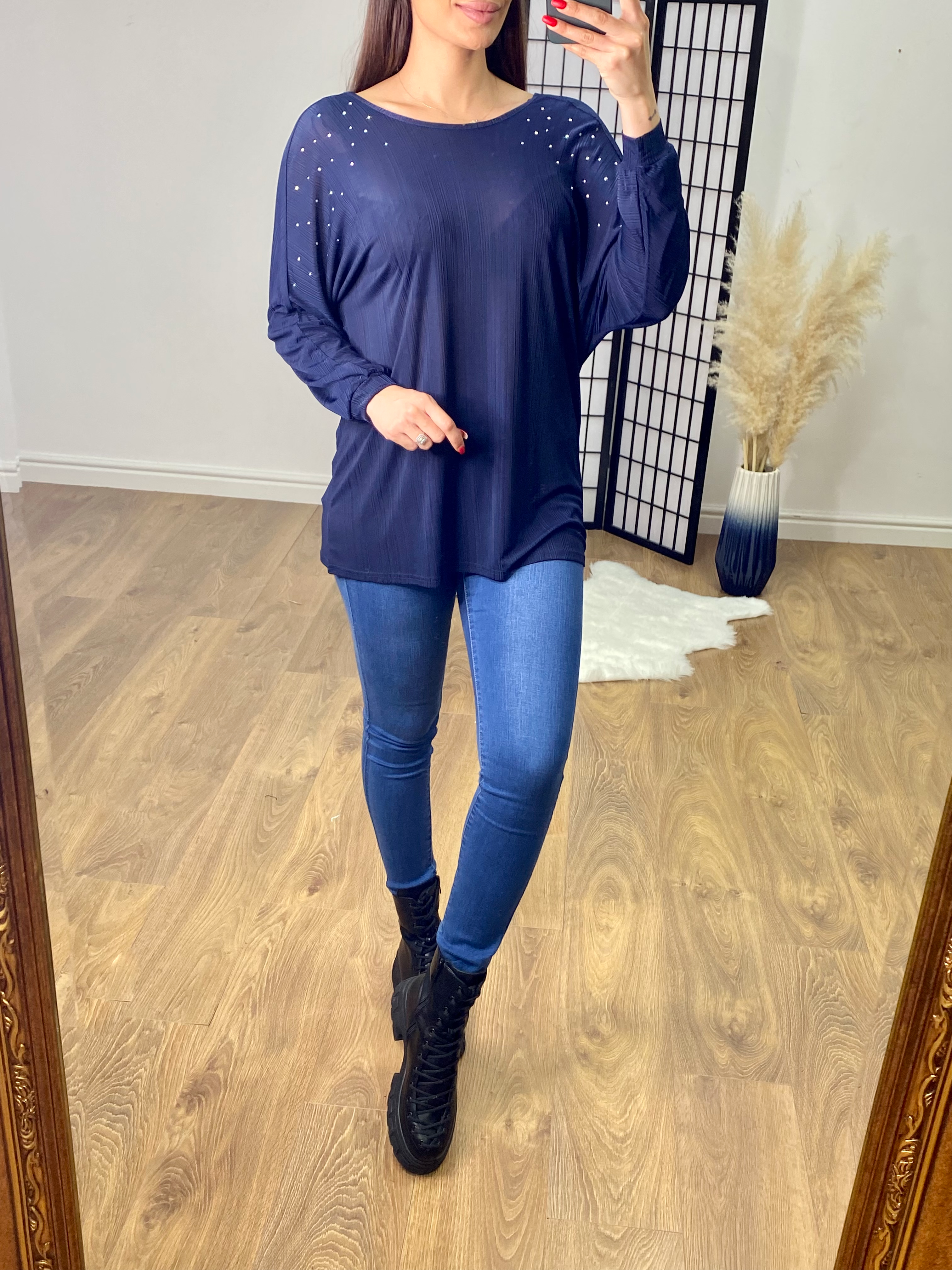 Pita Diamante Drape Back Detail Top