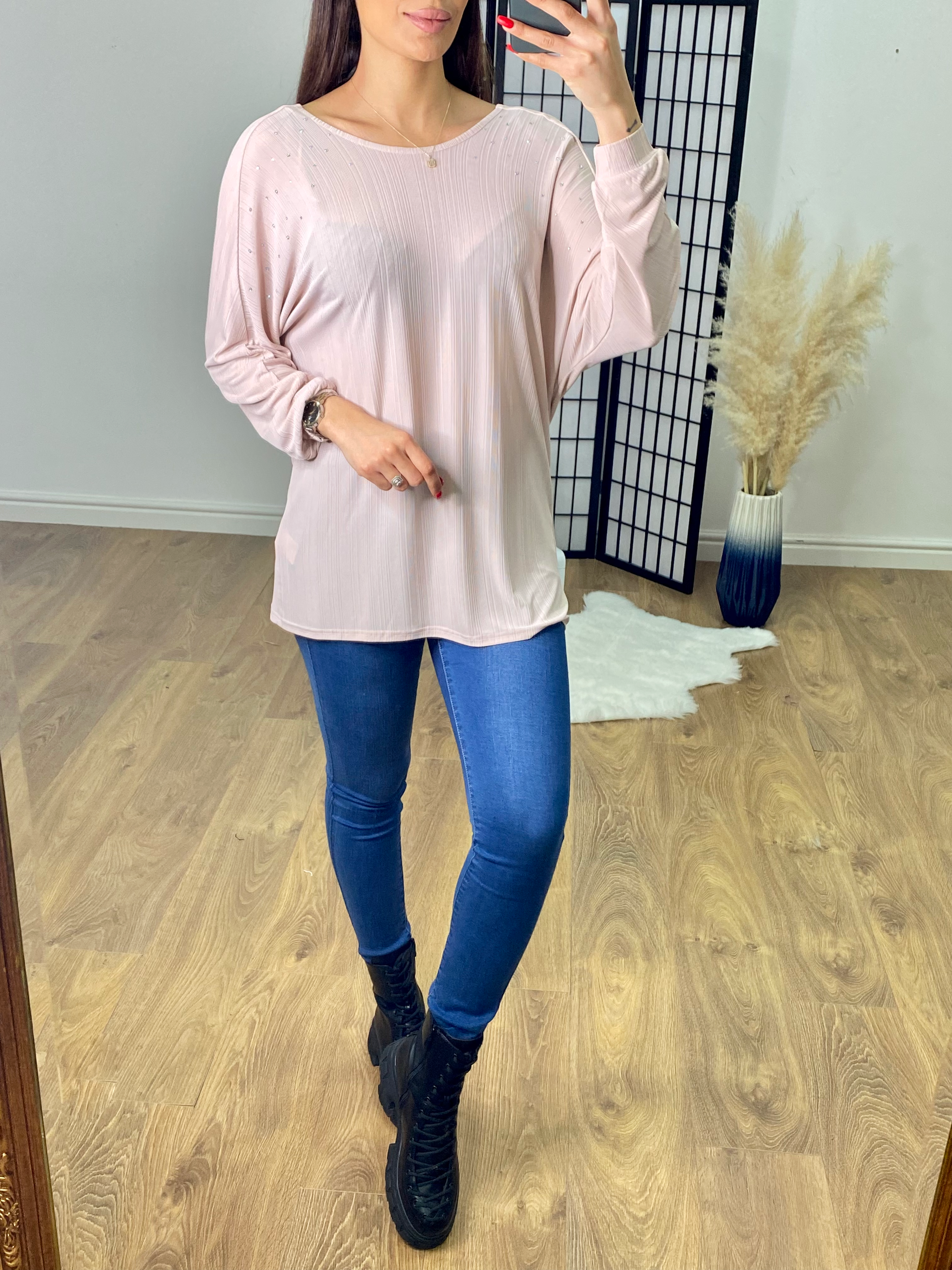 Pita Diamante Drape Back Detail Top