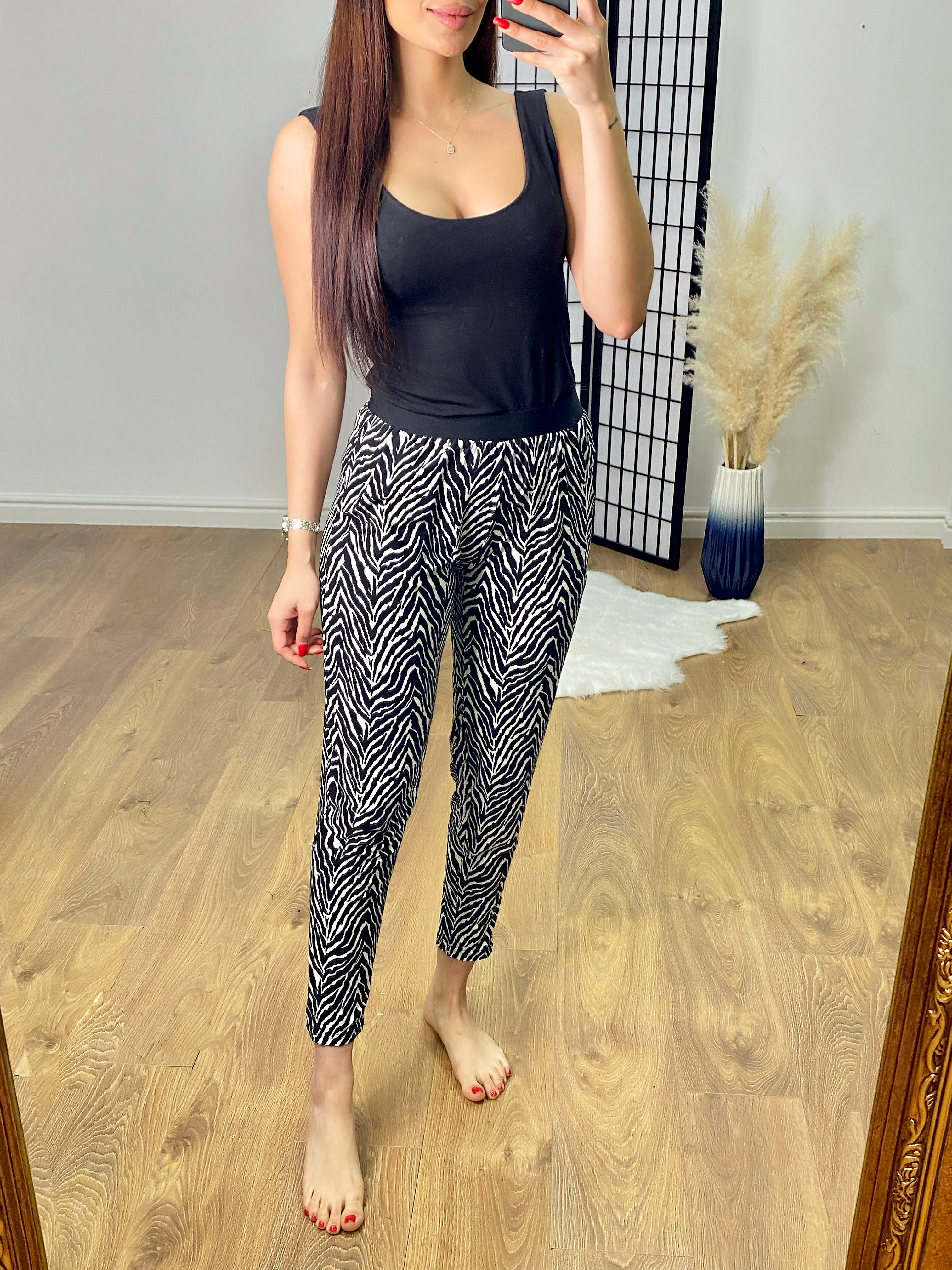 Estrella Zebra Printed Loose Fit Elasticated Hareems