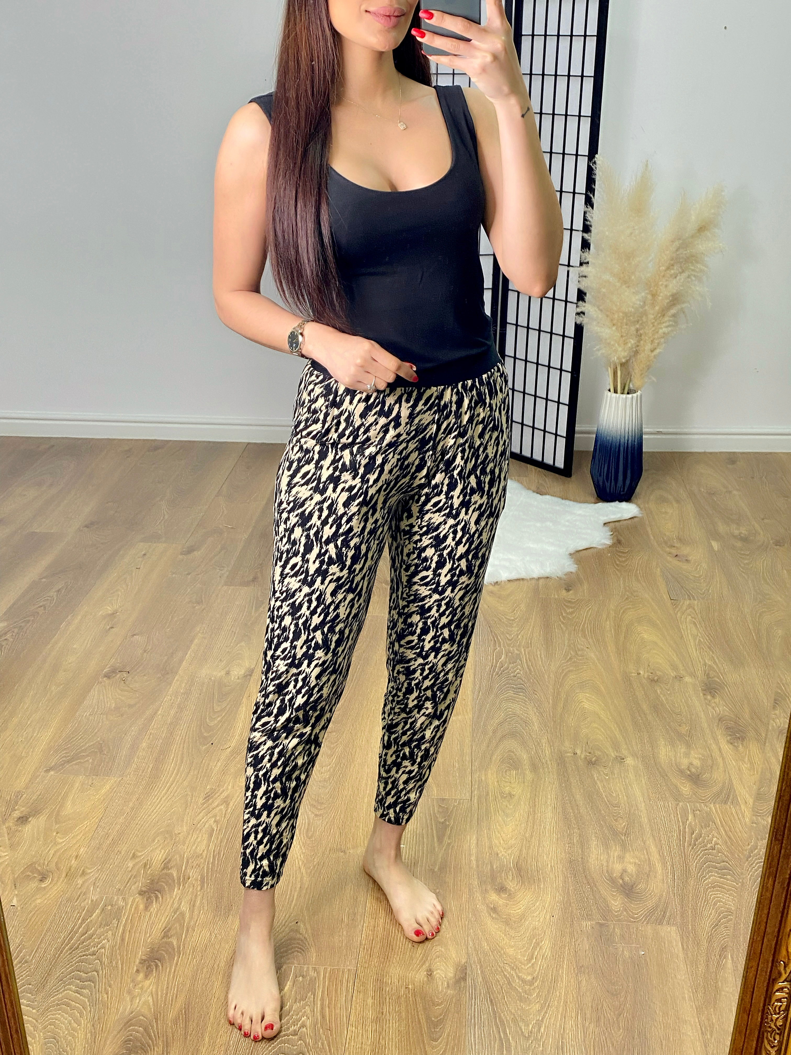 Alden Camel Printed Loose Fit Elasticated Hareems