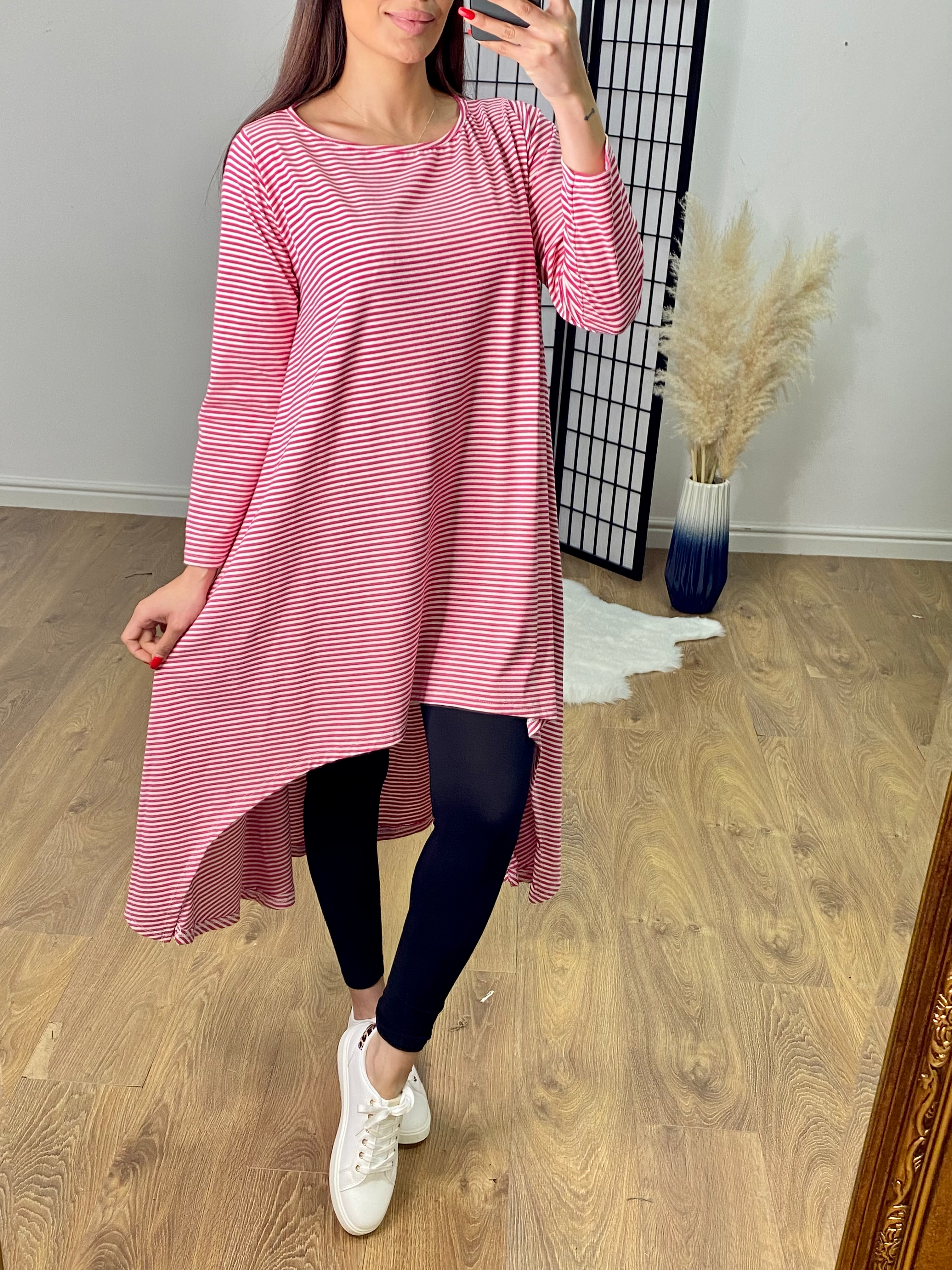 Diane Striped Dip Hem Stretch Tunic
