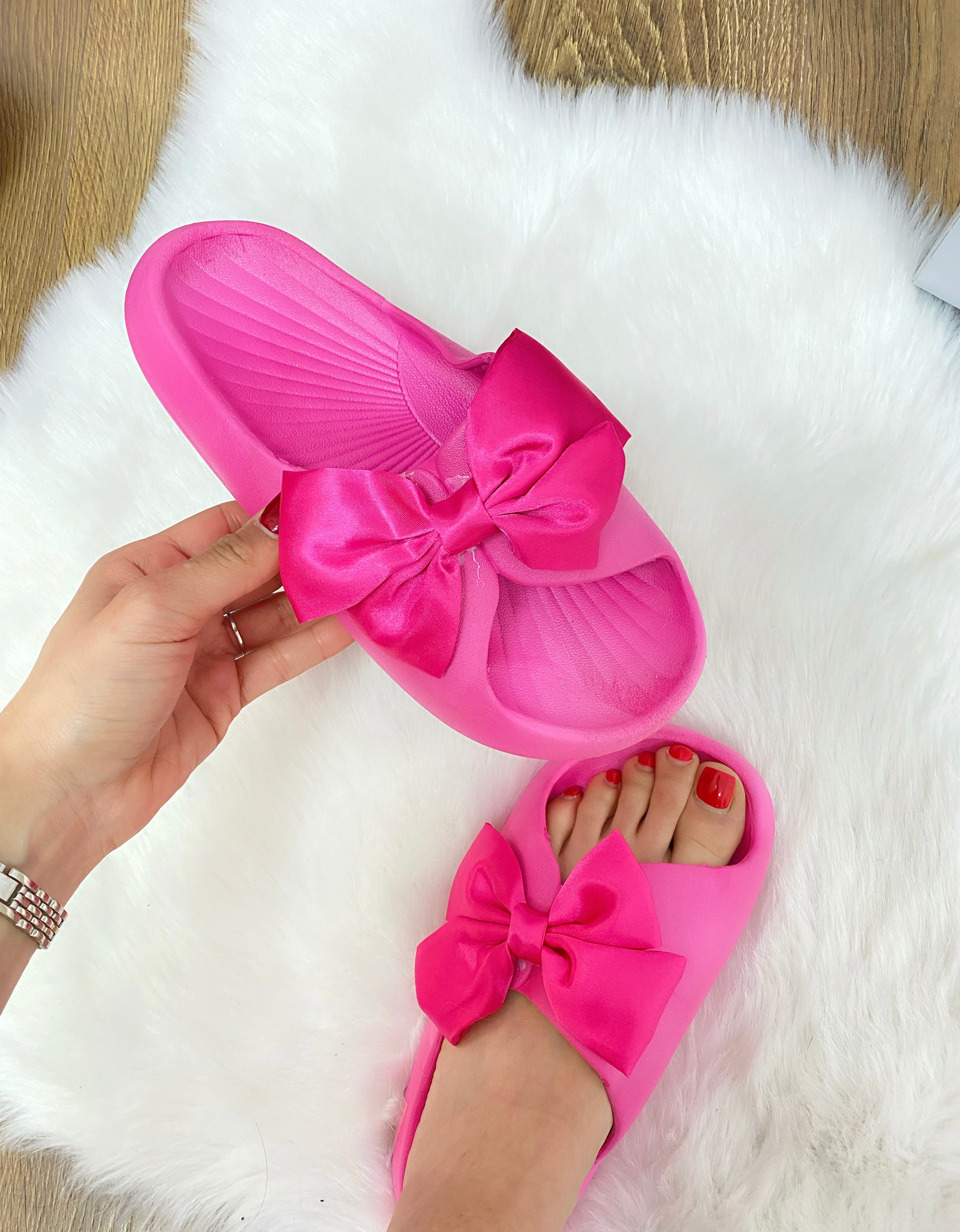Gayle Satin Bow Sliders