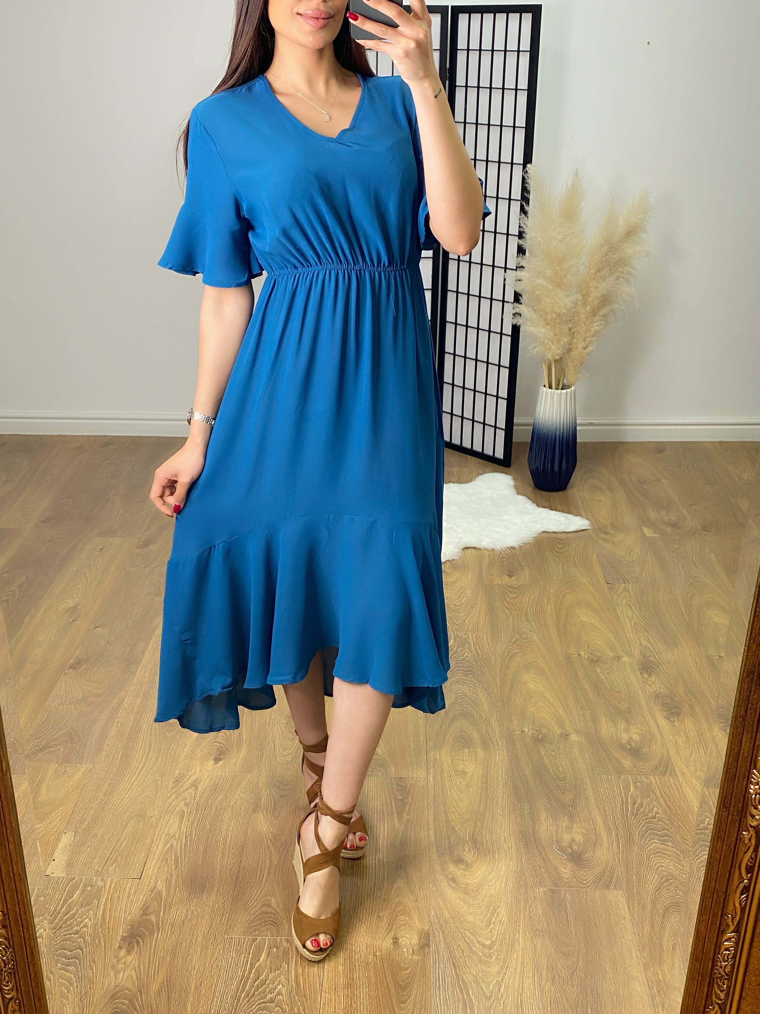 blue dip hem dress Beautiful Dip Hem Shirt Dress in Ocean Blue Print Color, Small / Tall (5'6" +) / Blue