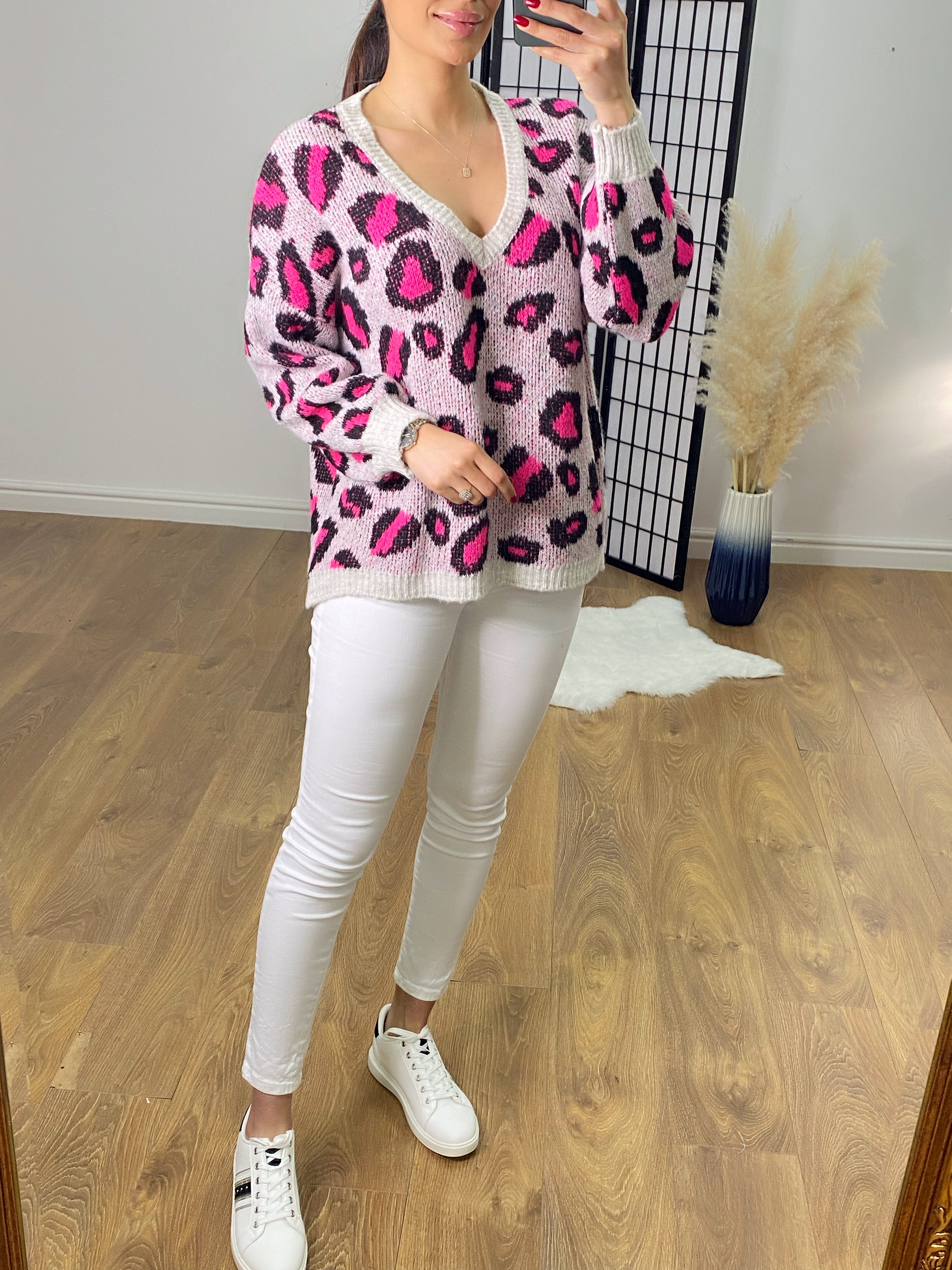 Aries Leopard Print Loose Fit Jumper