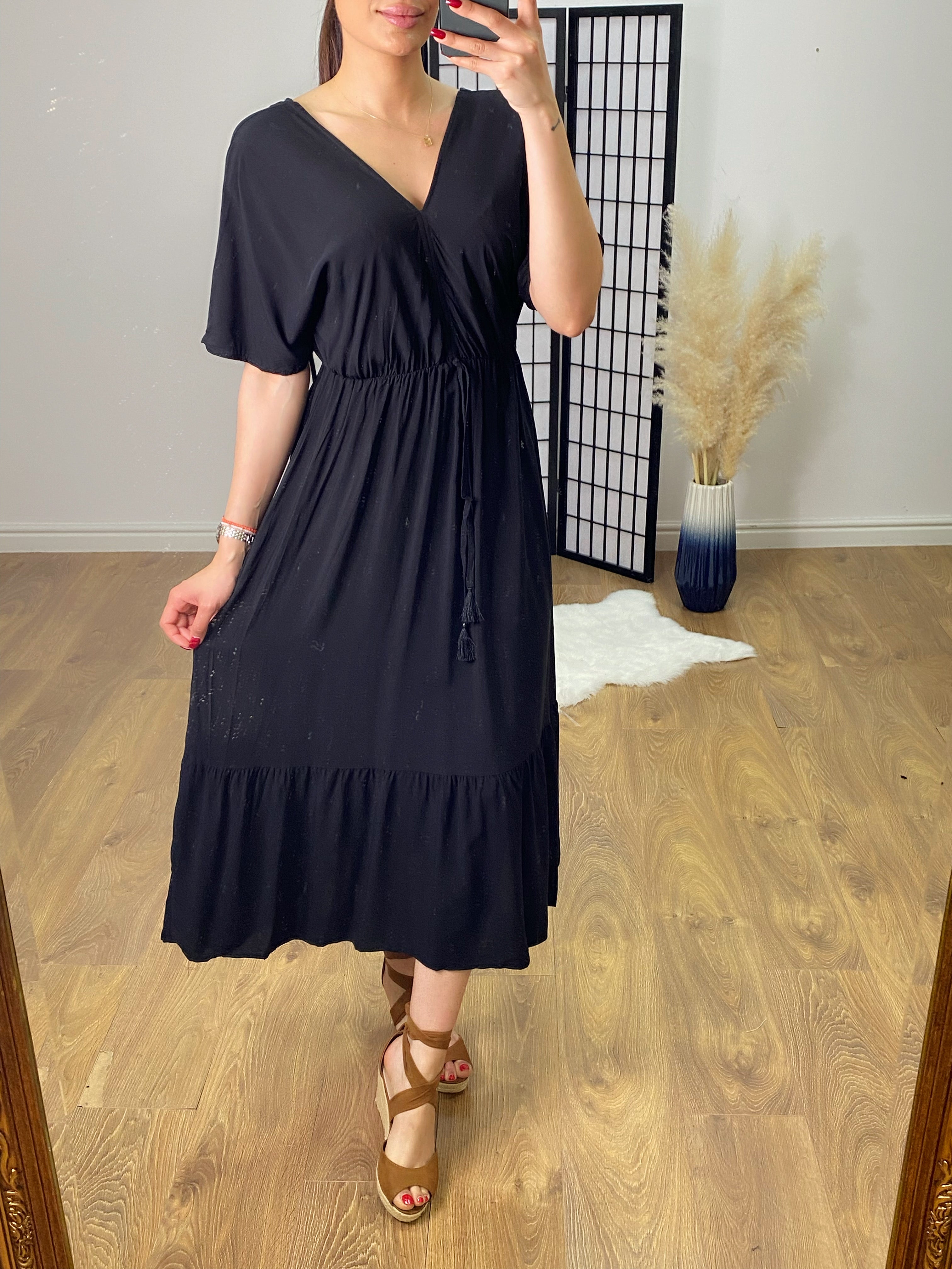 Gosling Tie Back Angel Sleeve Maxi Dress