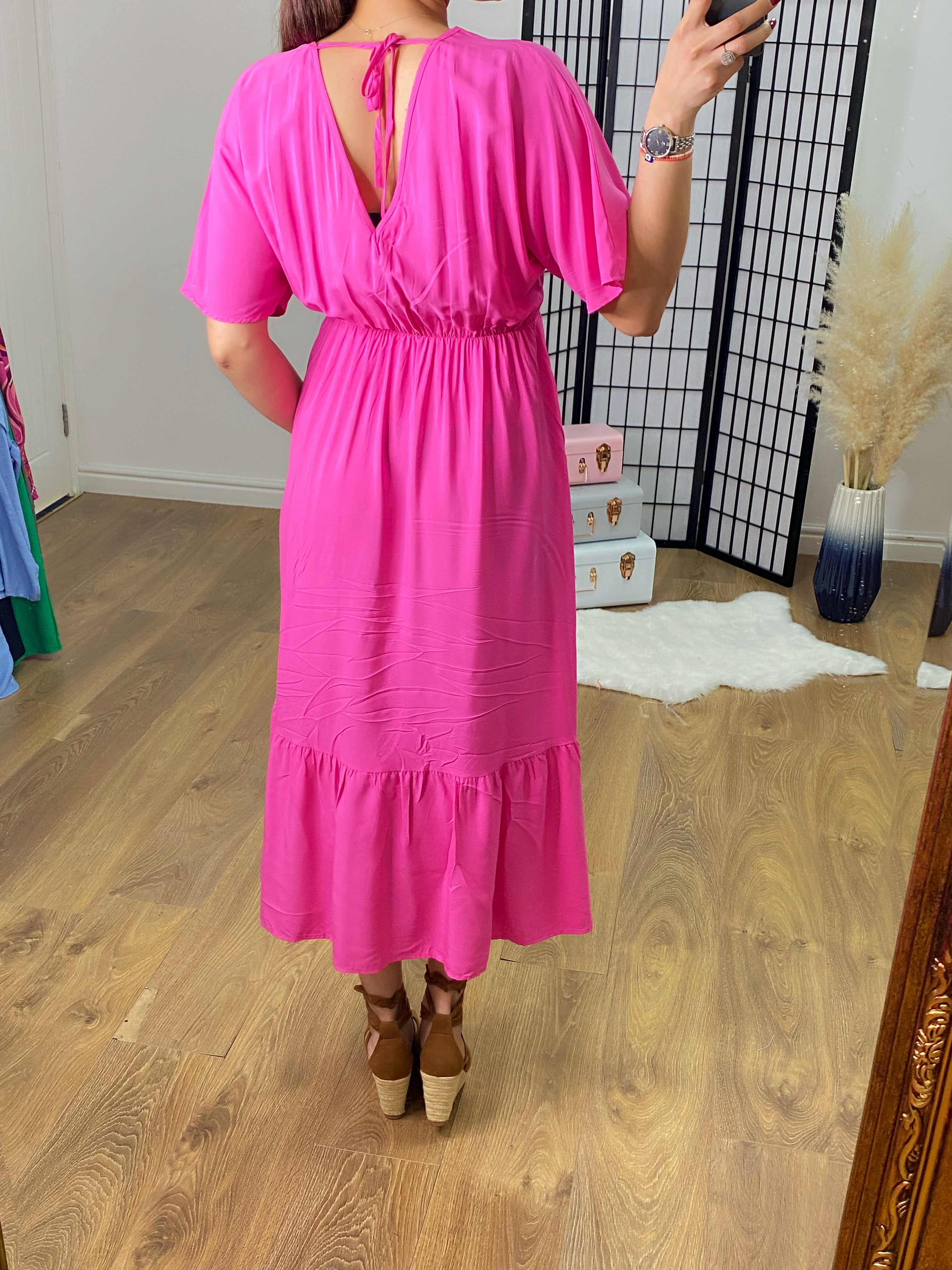 Gosling Tie Back Angel Sleeve Maxi Dress