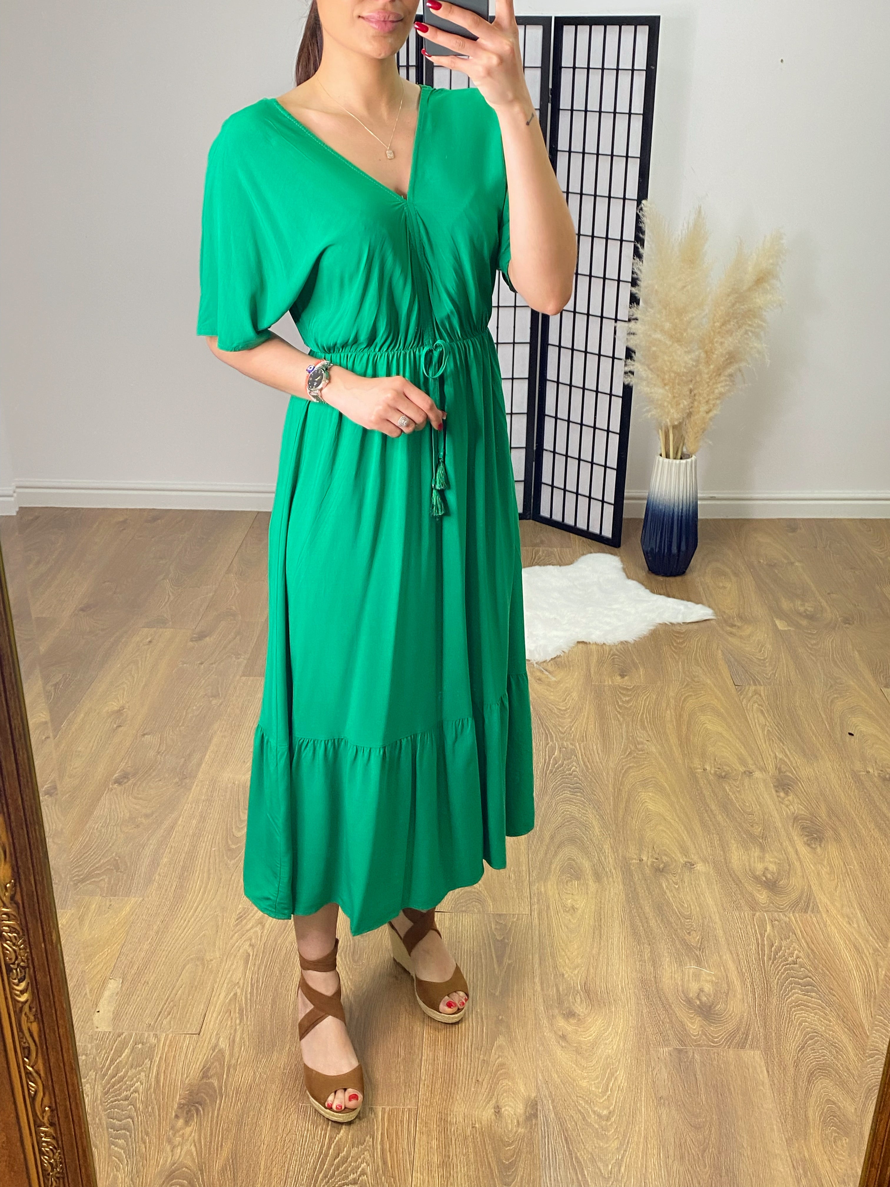 Gosling Tie Back Angel Sleeve Maxi Dress