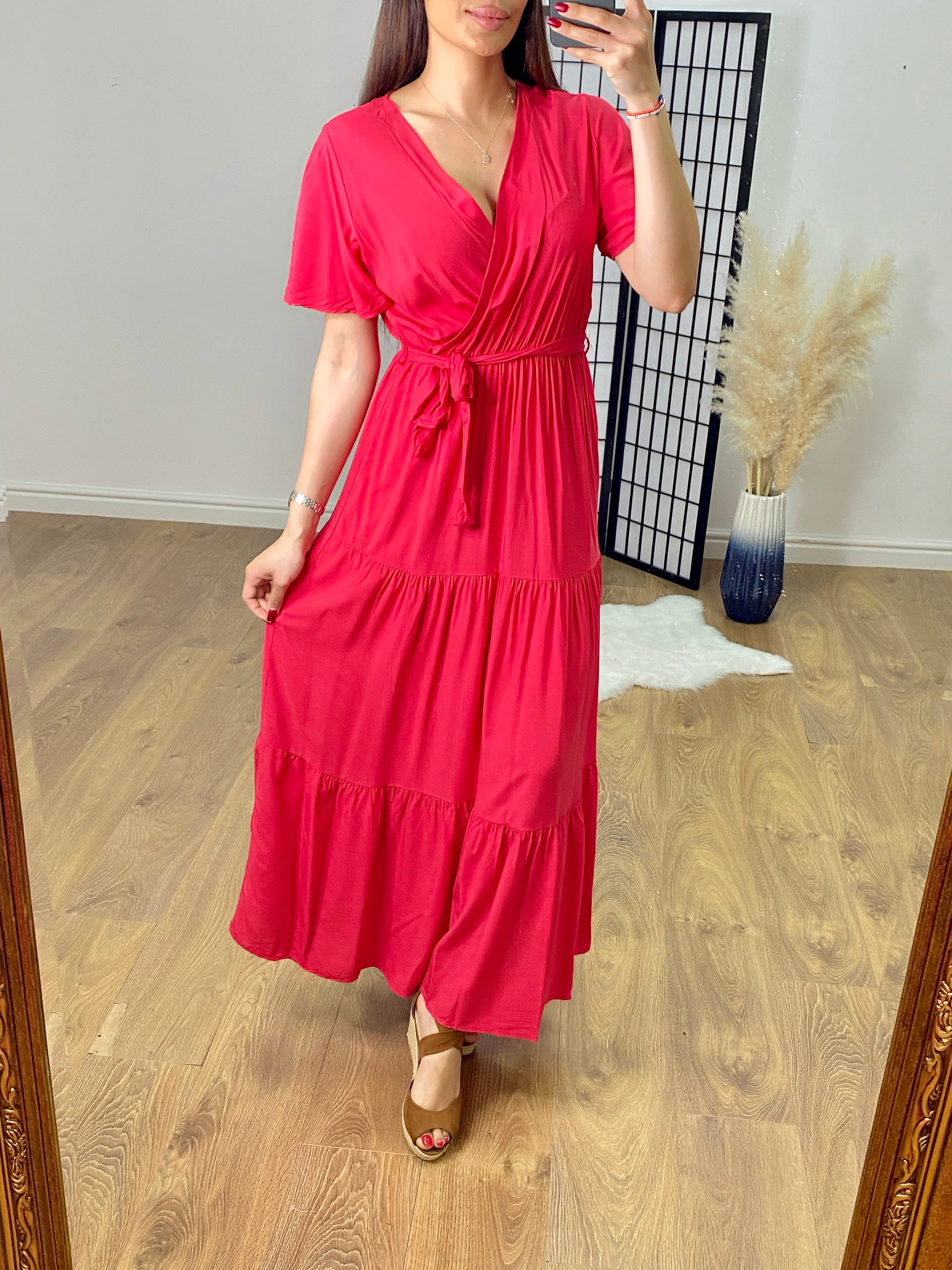 Mathis Plain Tiered Hem Maxi Dress