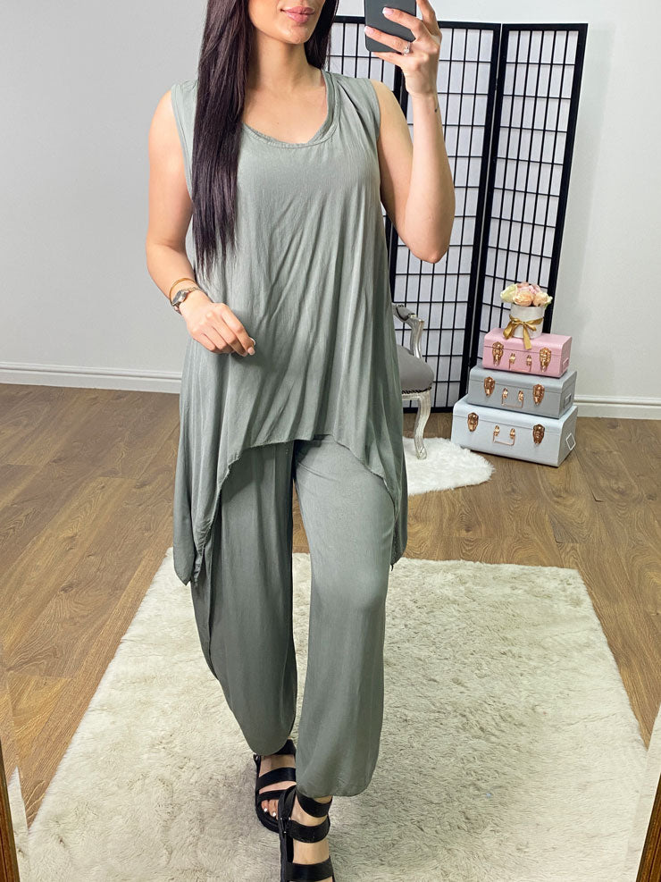 Aliyah Double Layer Top Split Leg Hareem Set