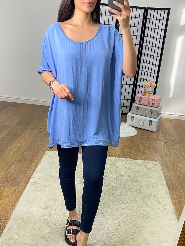 Nadina Oversized Sequin Hem Top