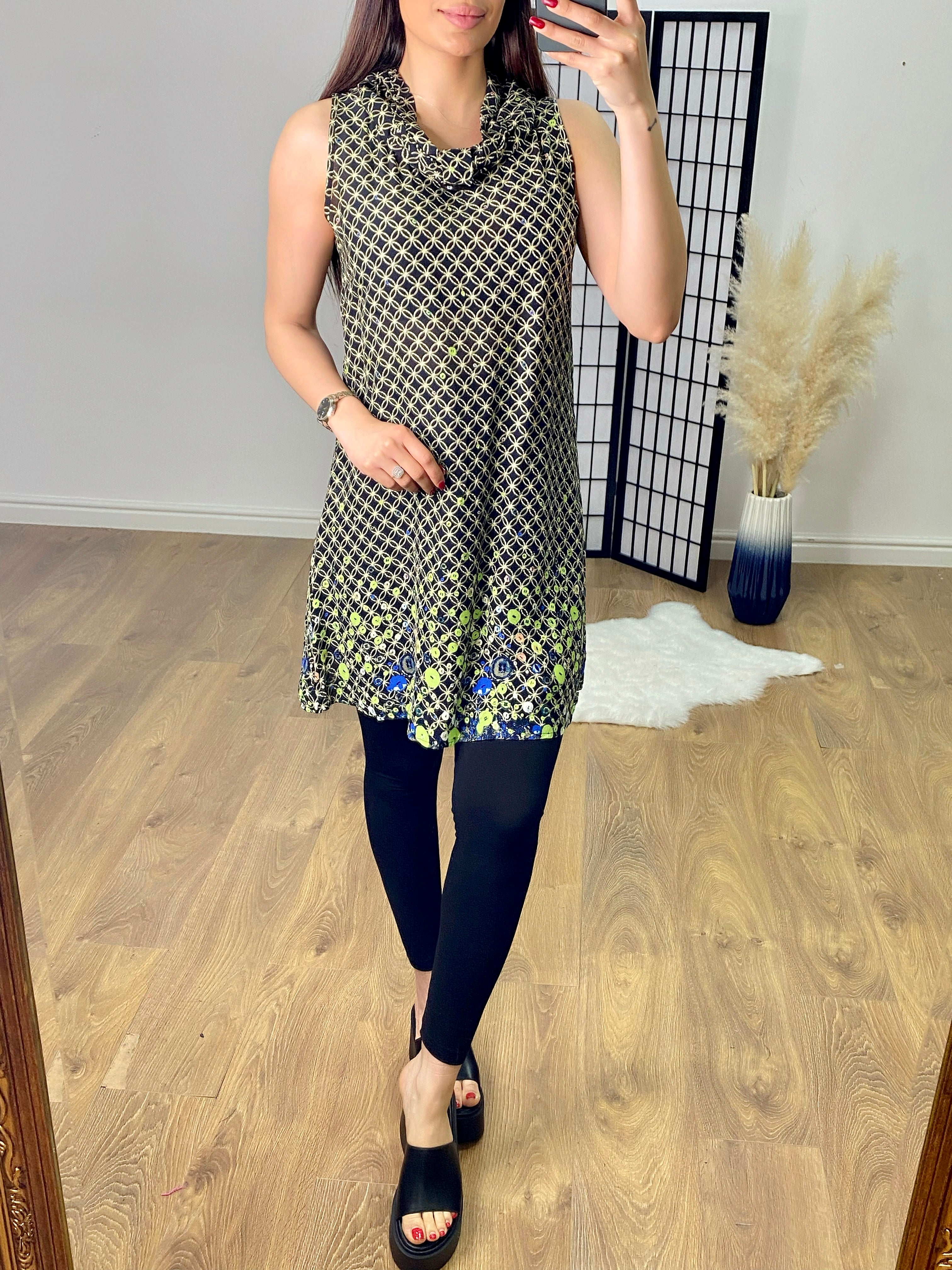 Zaylee Ring Button Cowl Neck Dress