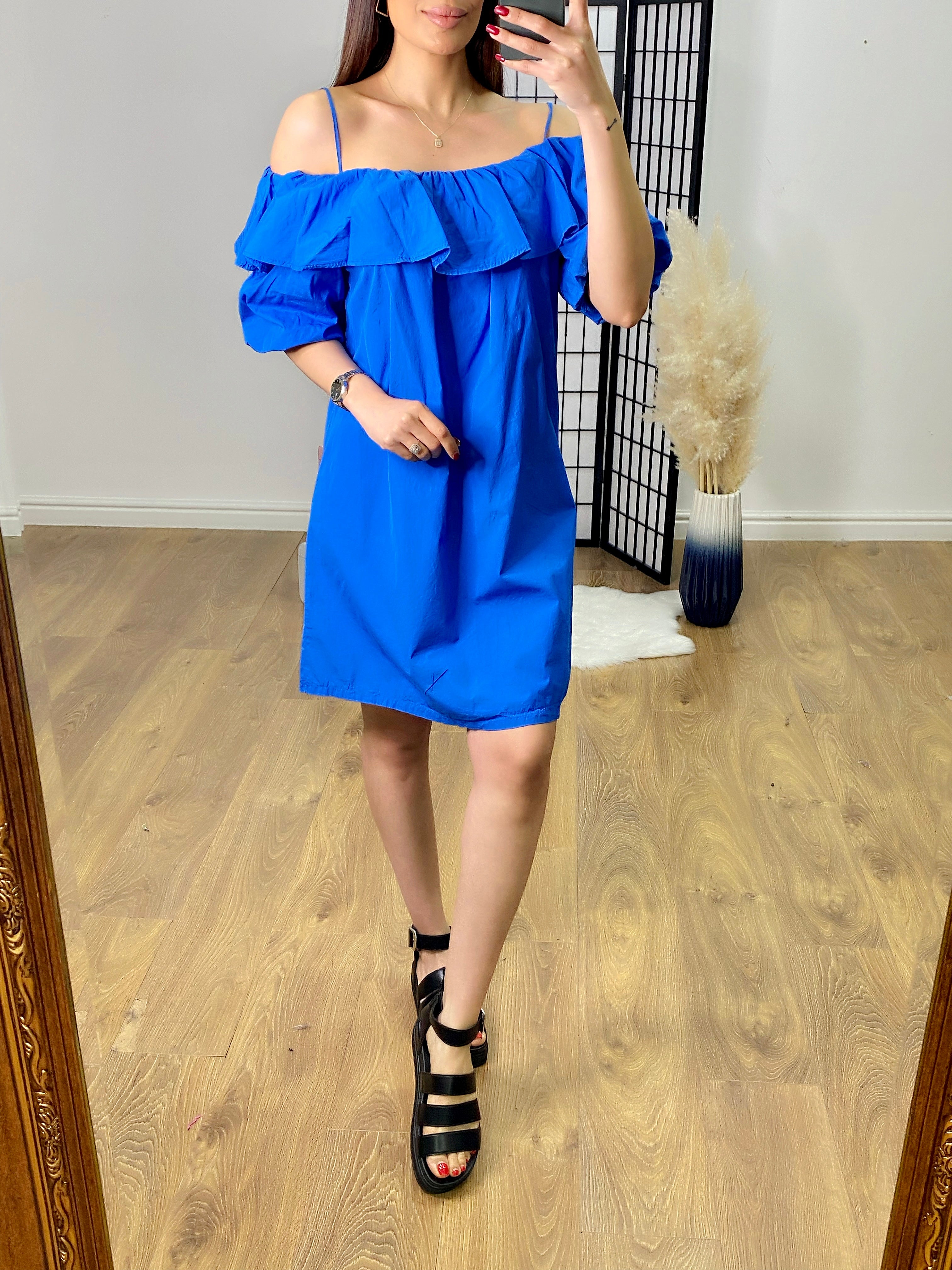 Marlena Puff Sleeve Spaghetti Strap Dress