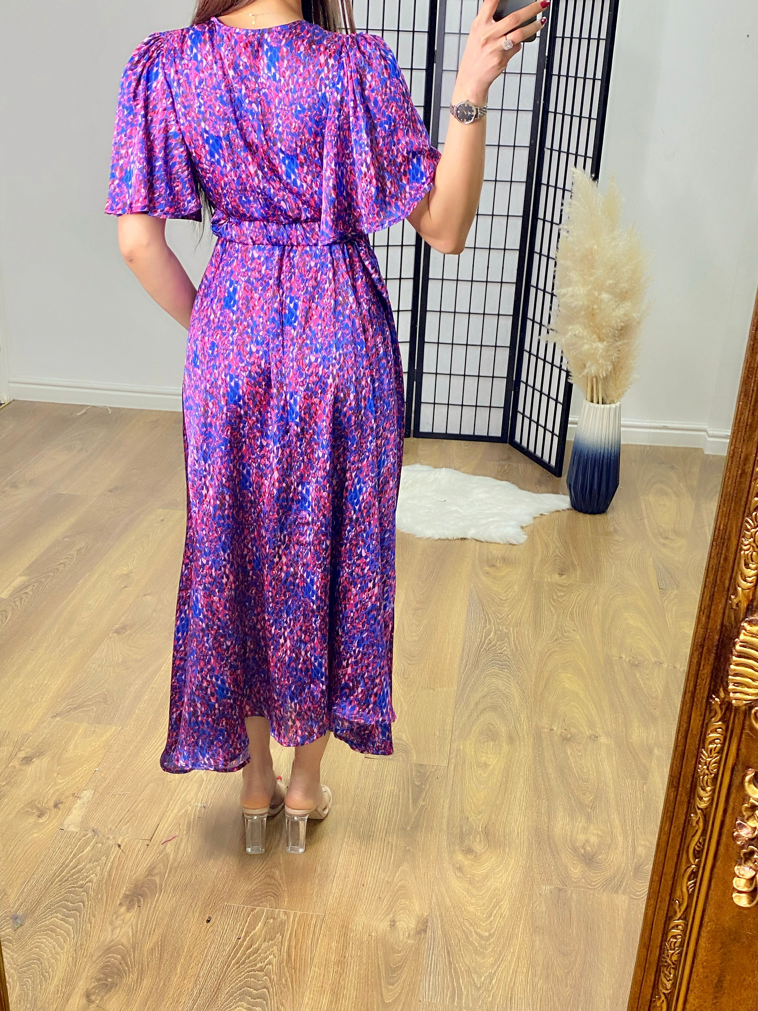 Ariel Mermaid Print Satin Floaty Maxi Dress