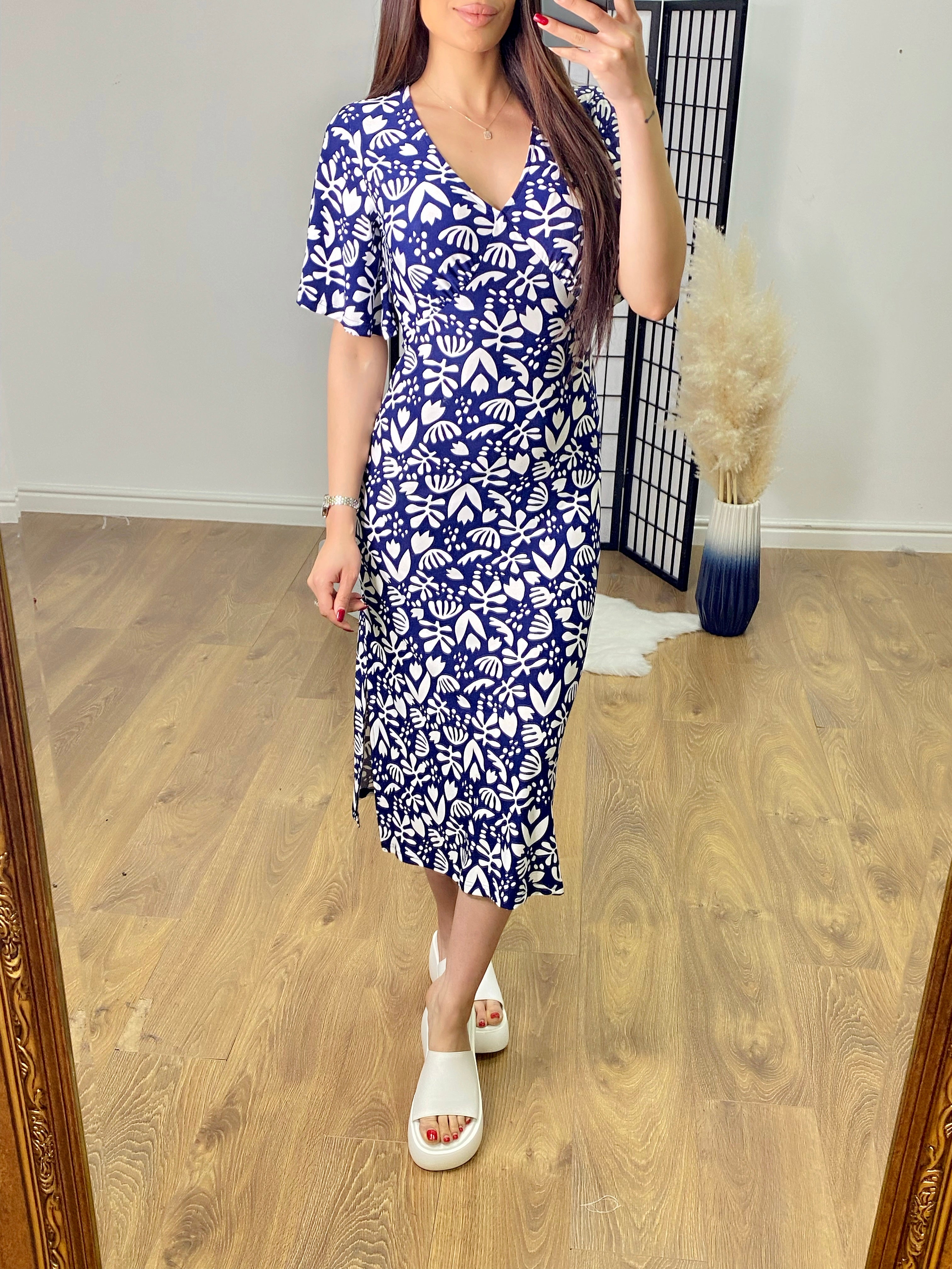 Bieber Abstract Print Midi Dress