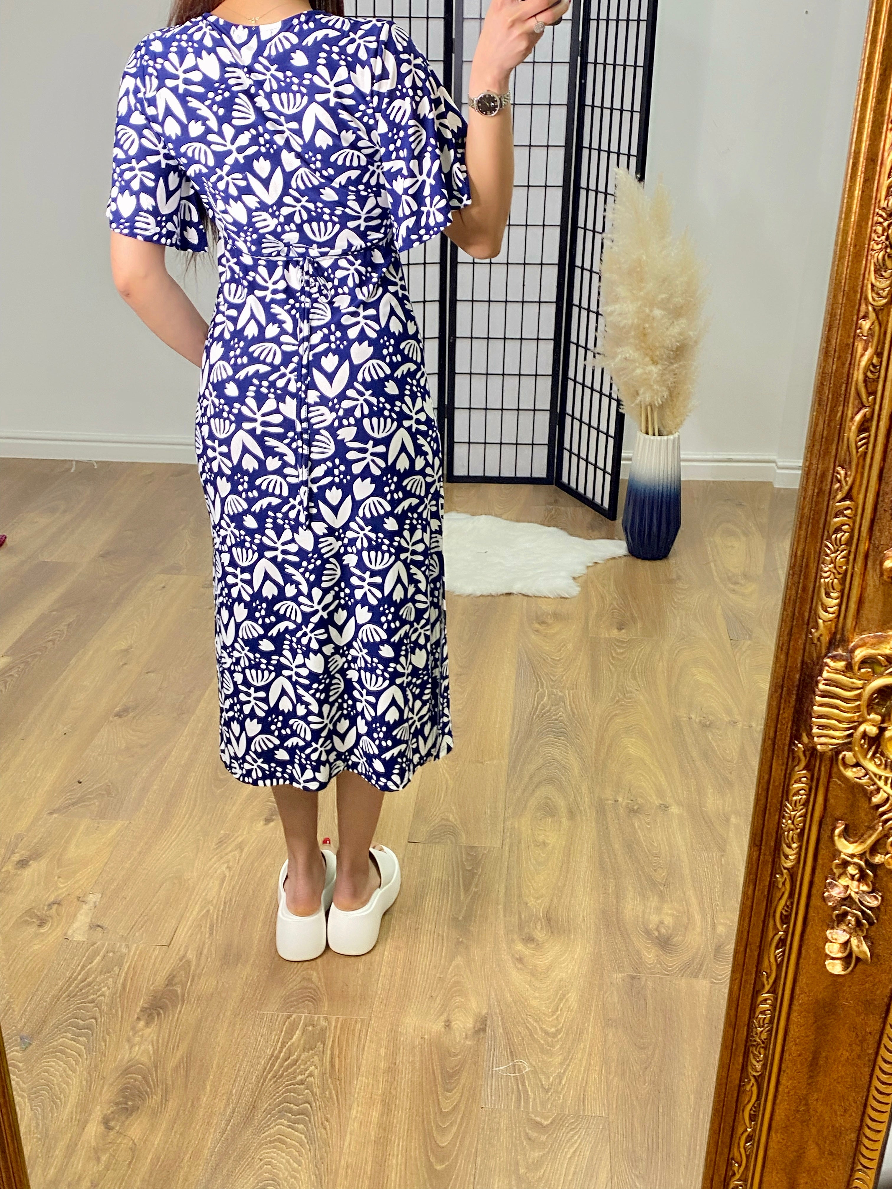 Bieber Abstract Print Midi Dress